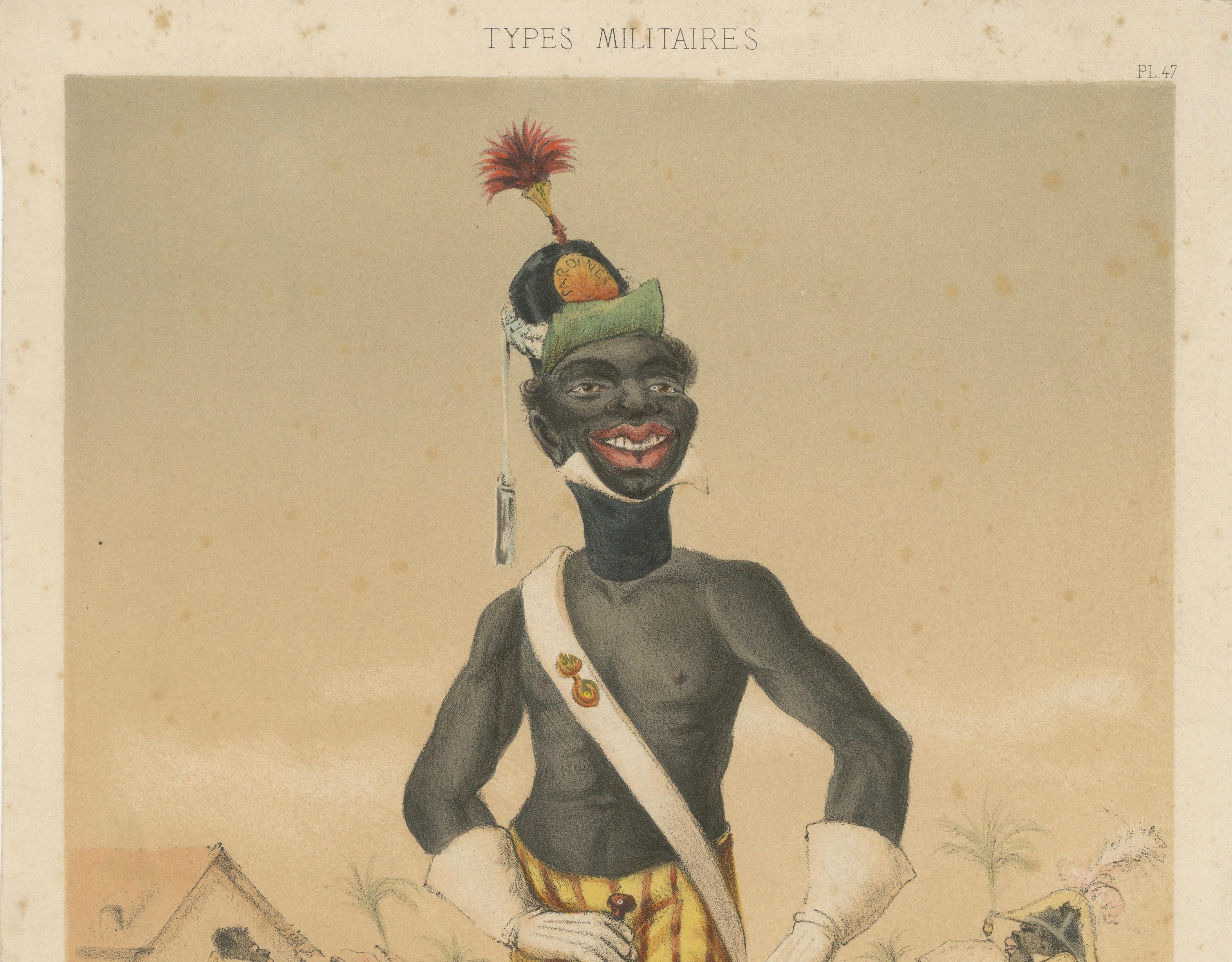 Haiti Light Infantry, Types Militaires – Antique Caricature Lithograph, ca.1862