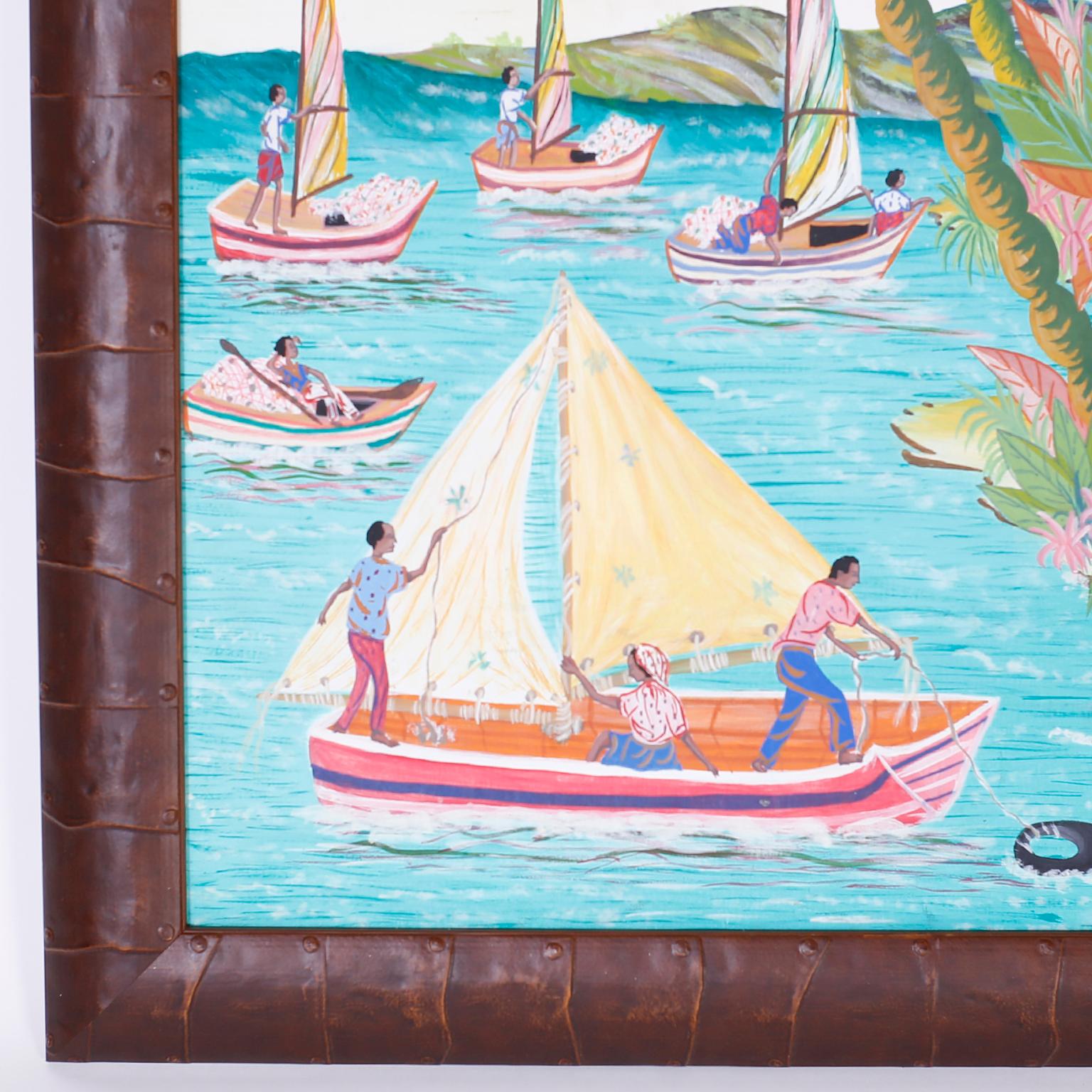 20th Century Haitian Acrylic Painting on Board by Sorel