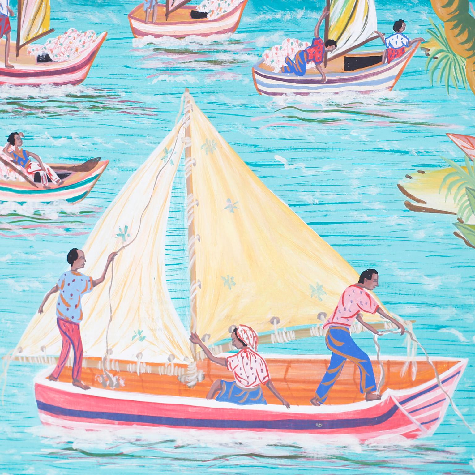 Haitian Acrylic Painting on Board by Sorel 3