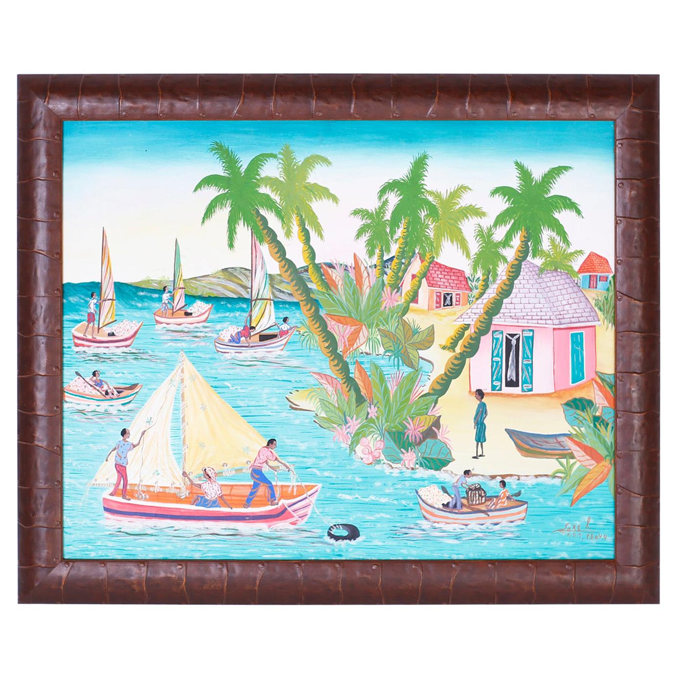 Haitian Acrylic Painting on Board by Sorel