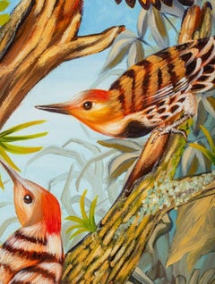 Haitian Birds Perched on Tree Stump
