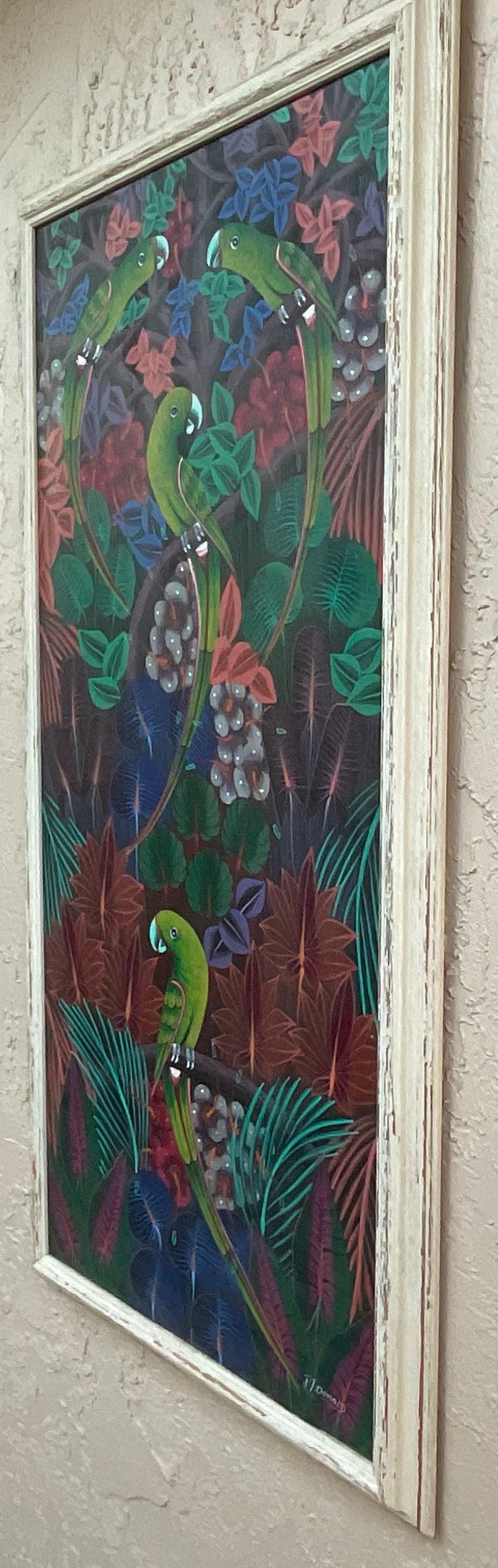 Obra maestra del arte popular haitiano , Pintura acrílica sobre lienzo en venta 3