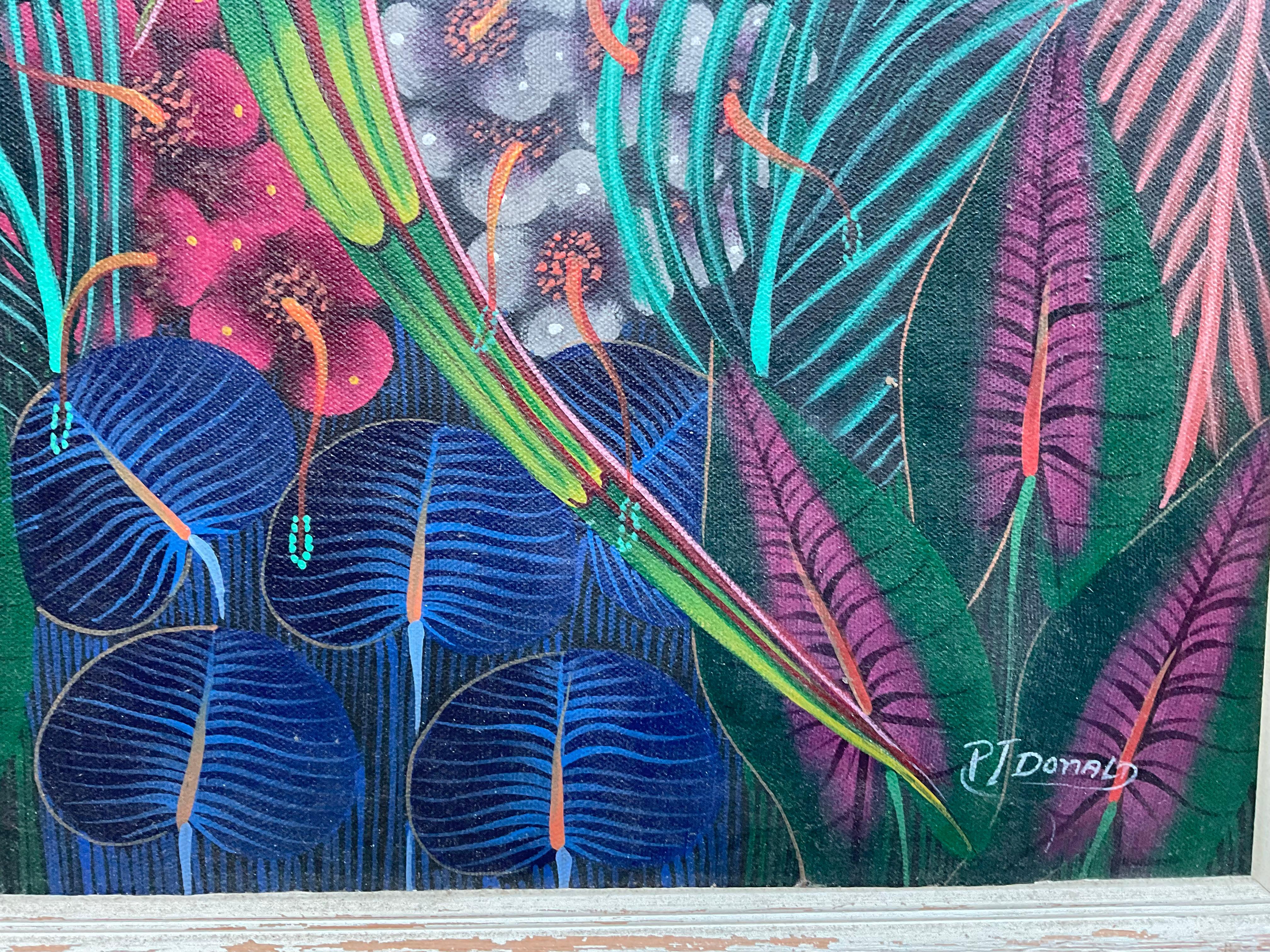 Obra maestra del arte popular haitiano , Pintura acrílica sobre lienzo en venta 1