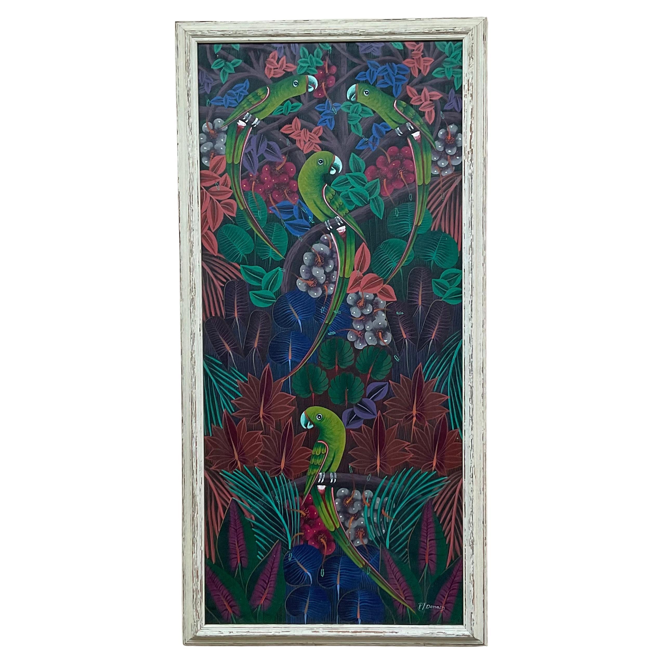 Chef-d'œuvre d'art populaire haïtien , peinture acrylique sur toile