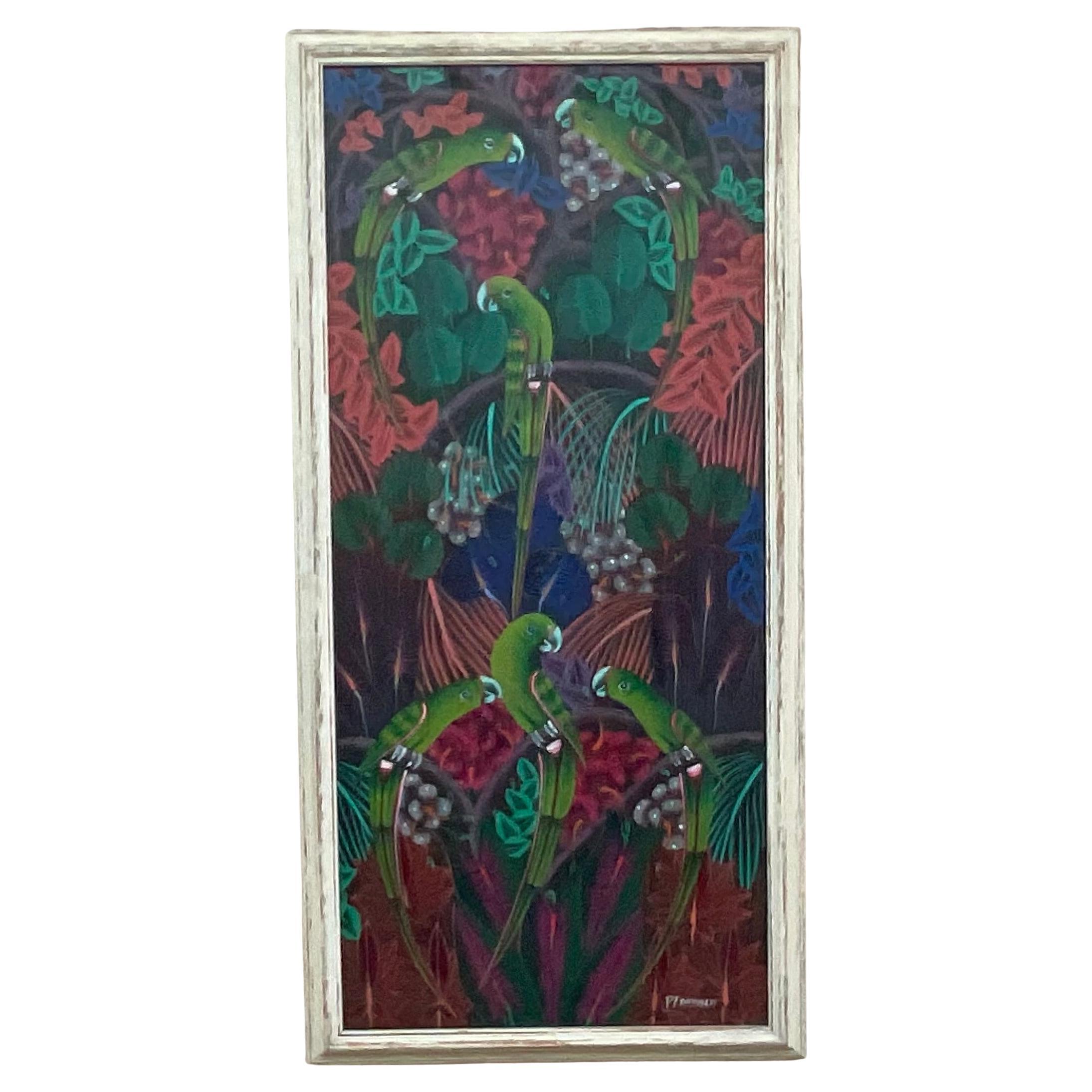 Chef-d'œuvre d'art populaire haïtien , peinture acrylique sur toile