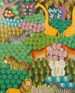 Haitian Jungle Scene Acrylic Painting