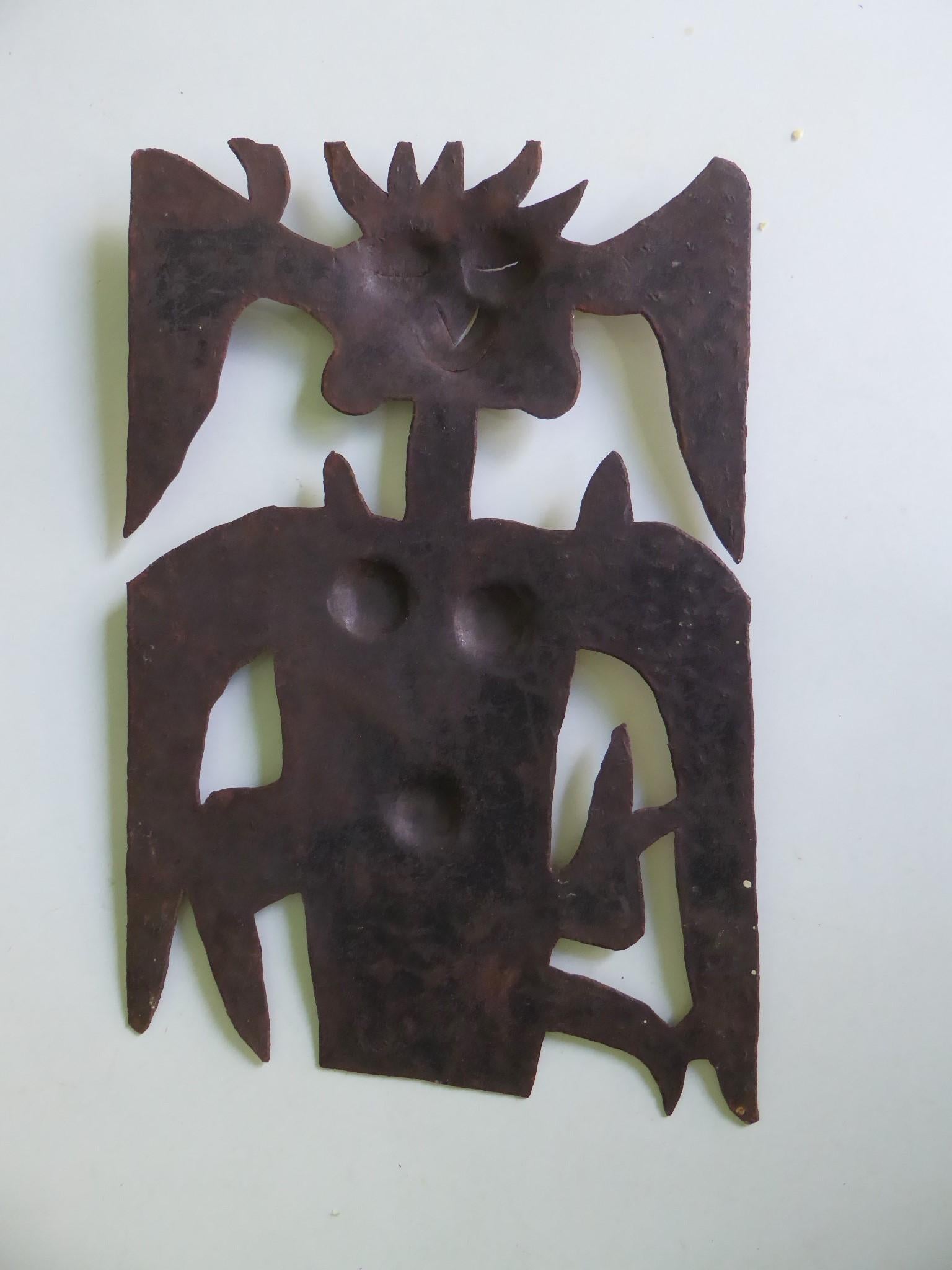 Cut Steel Haitian Naive Oil Drum Metal Wall Mounted Sculpture Haiti 1960s For Sale
