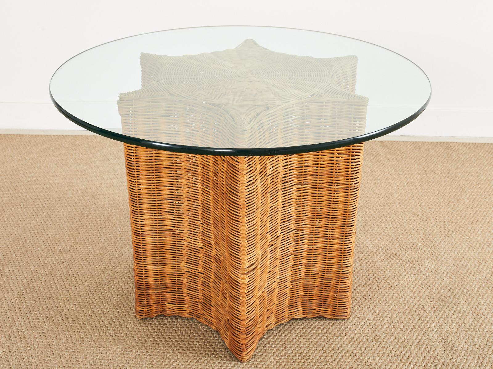 North American Haitian Organic Modern Woven Rattan Starfish Dining Table