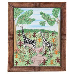 Haitian Painting of Giraffes