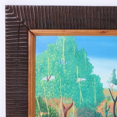 Haitian Painting on Board of a Jungle Scene