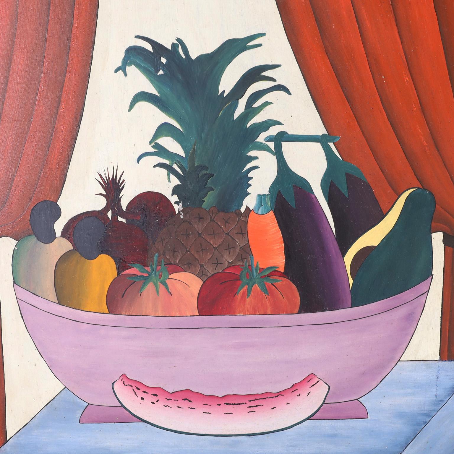 20th Century Haitian Painting on Canvas of a Still life by Gabriel Alix For Sale