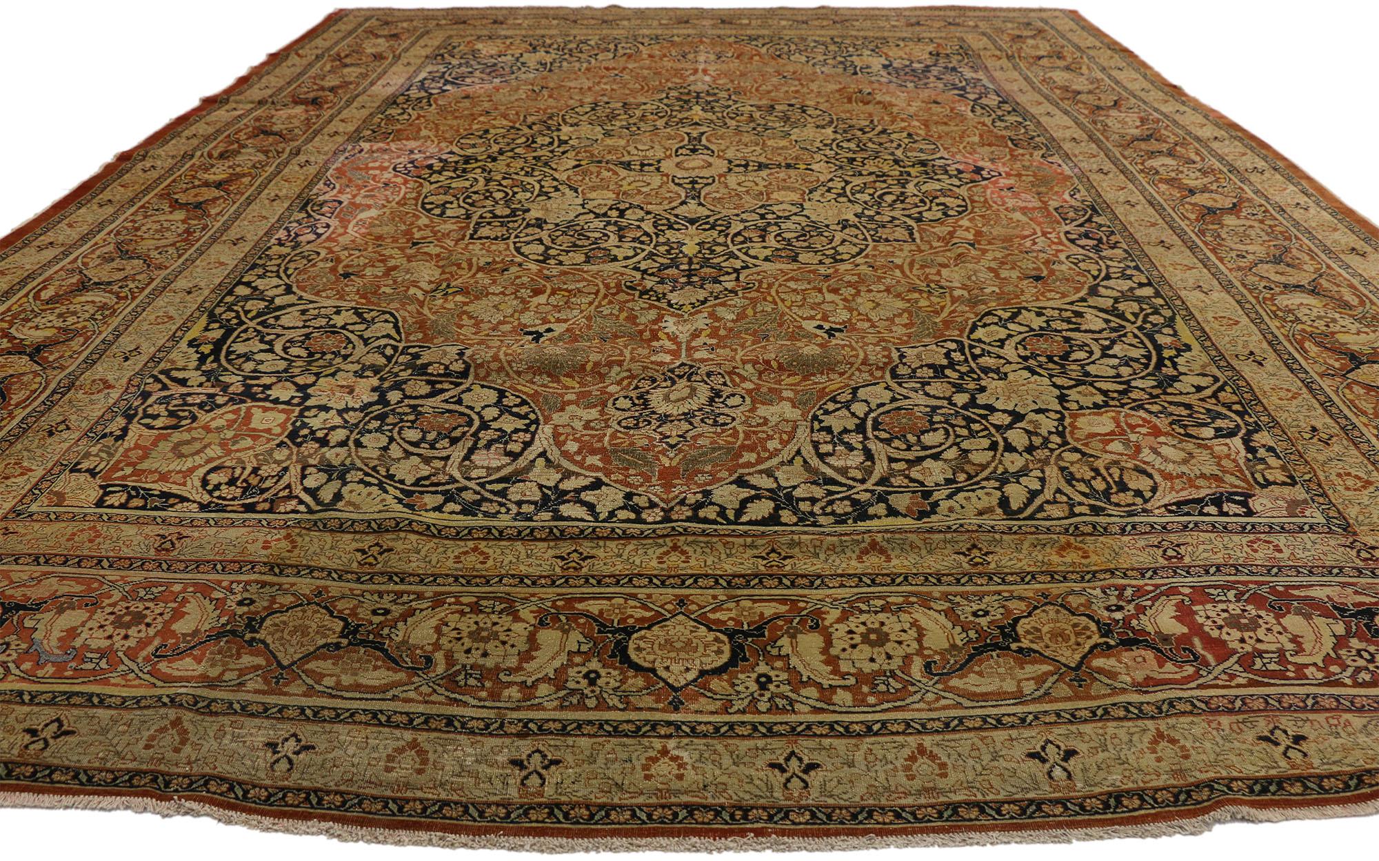 Hand-Knotted 1880s Haji Jalili Antique Persian Tabriz Rug For Sale