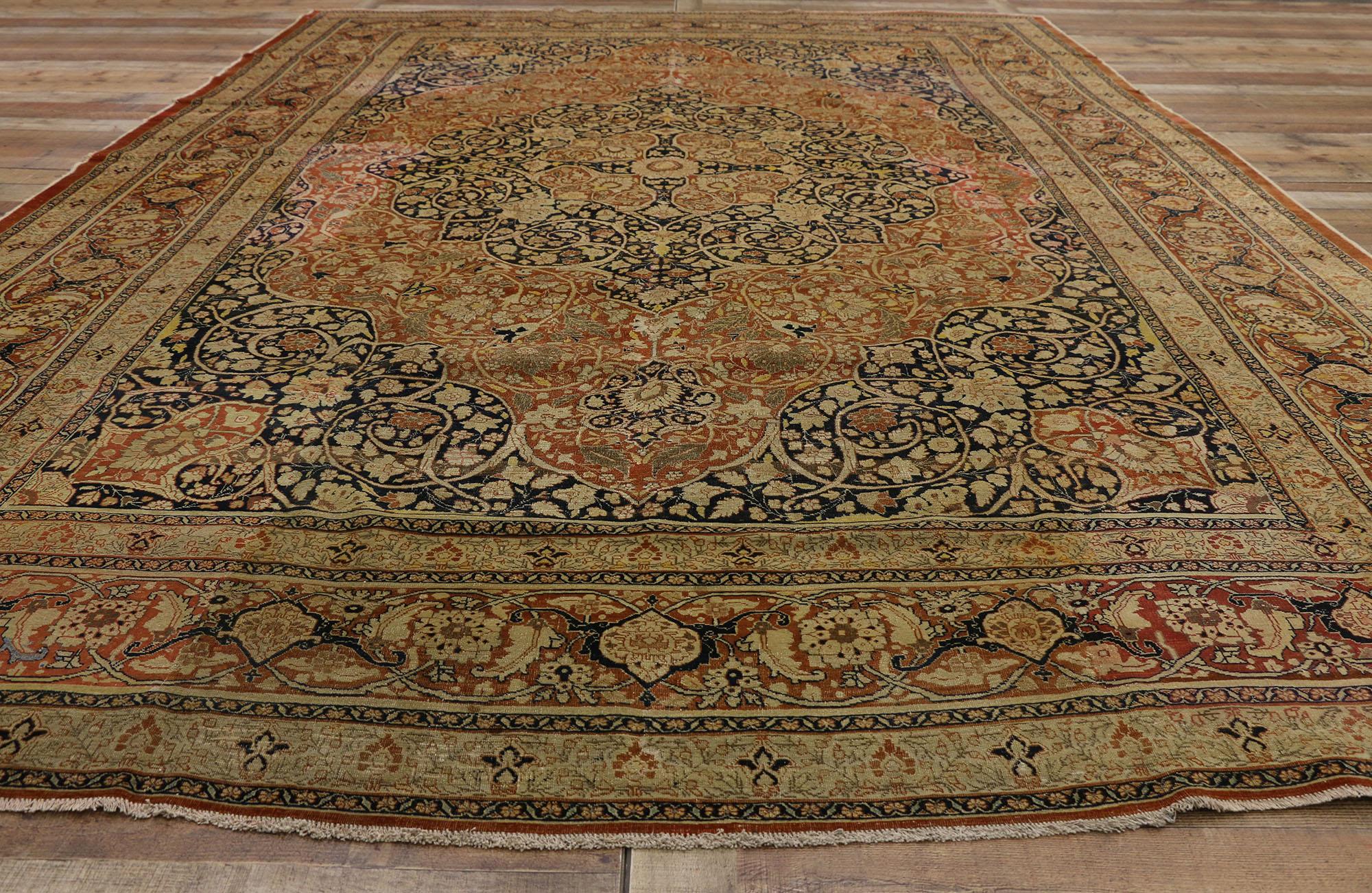 Haji Jalili Antiker persischer Täbriz-Teppich im Jugendstil (19. Jahrhundert) im Angebot
