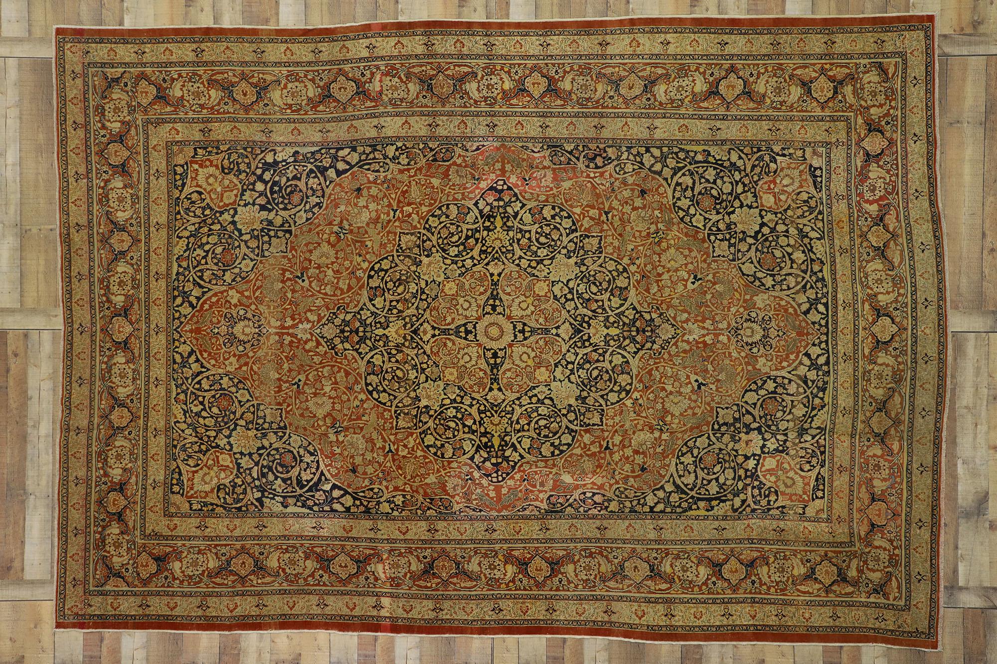 Haji Jalili Antiker persischer Täbriz-Teppich im Jugendstil (Wolle) im Angebot