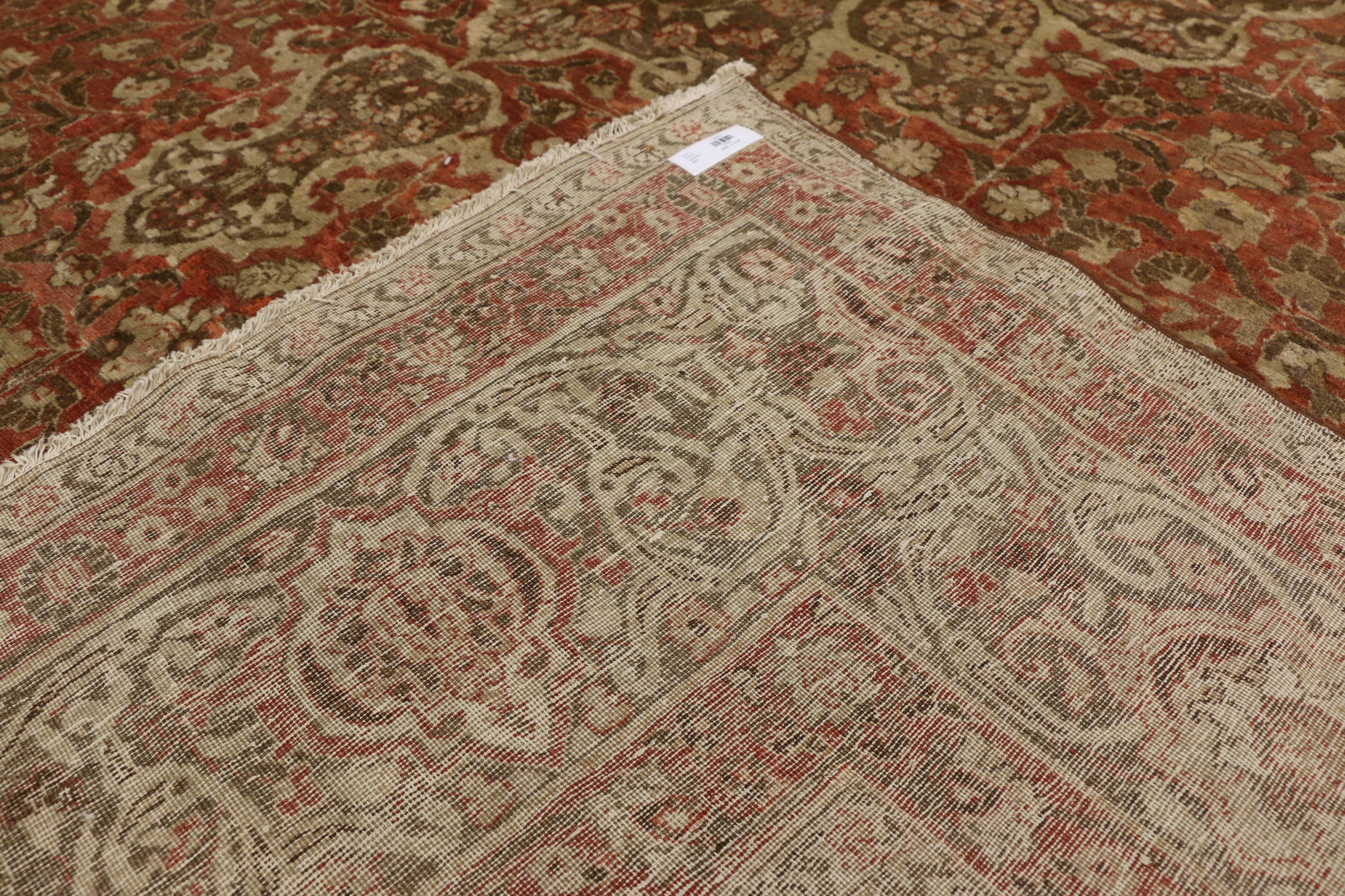 Tappeto antico persiano Tabriz di Haji Khalili con stile rustico Art Nouveau In condizioni buone in vendita a Dallas, TX