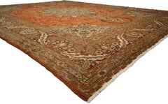 Haji Khalili Antique Persian Tabriz Area Rug with Tudor Manor House Style