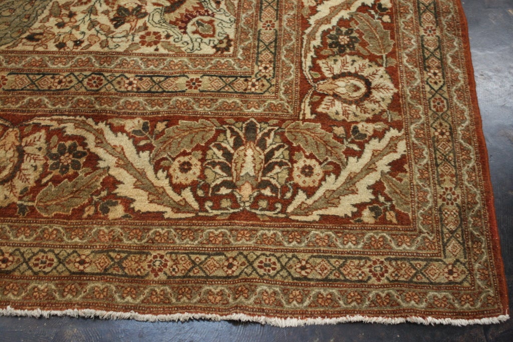 Wool Haji Khalili Antique Persian Tabriz Area Rug with Tudor Manor House Style