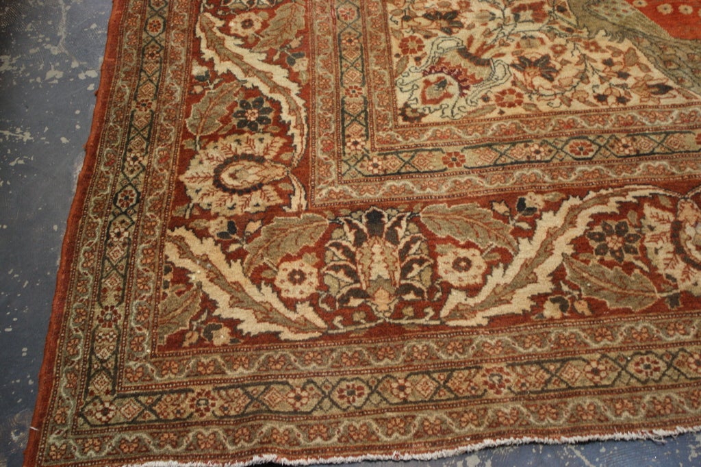 Haji Khalili Antique Persian Tabriz Area Rug with Tudor Manor House Style 2