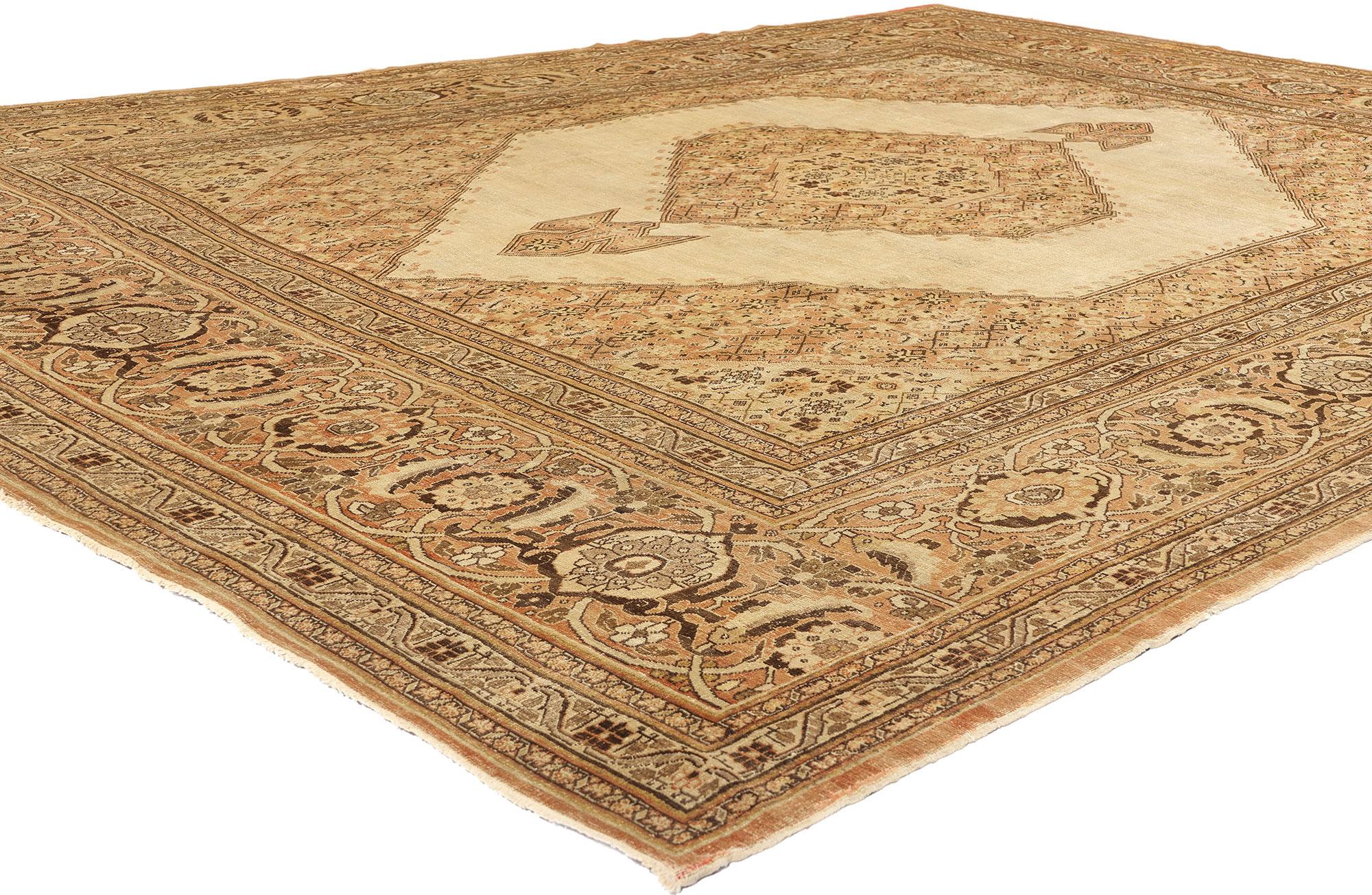 74938 Haji Khalili Antique Persian Tabriz Rug, 09'05 x 12'07. Haji Khalili Persian Tabriz rugs are renowned for their exceptional quality and intricate designs, originating from Tabriz, Iran, a historic hub of rug weaving. Crafted by skilled