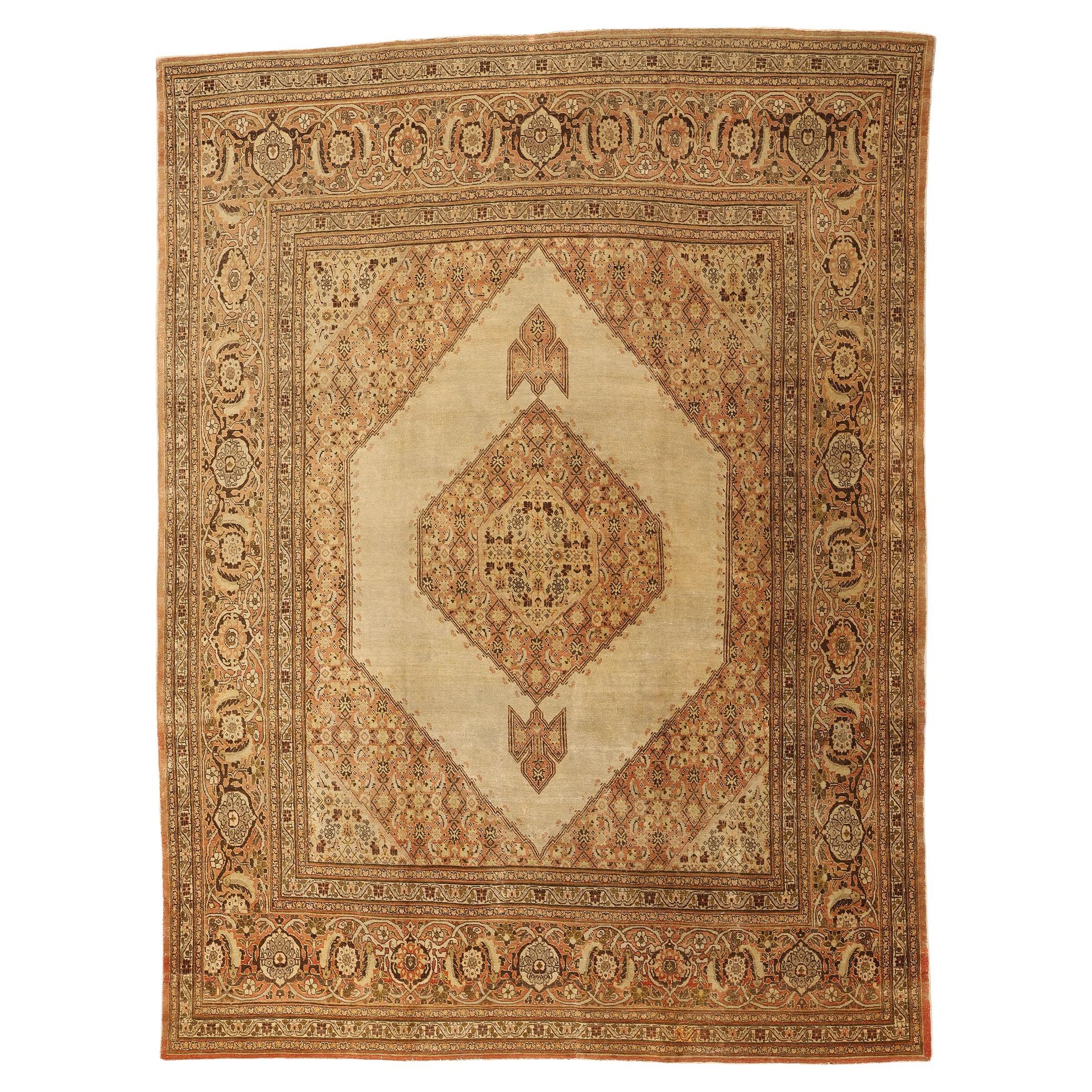 Haji Khalili Antique Persian Tabriz Carpet, 09'05 x 12'07 For Sale