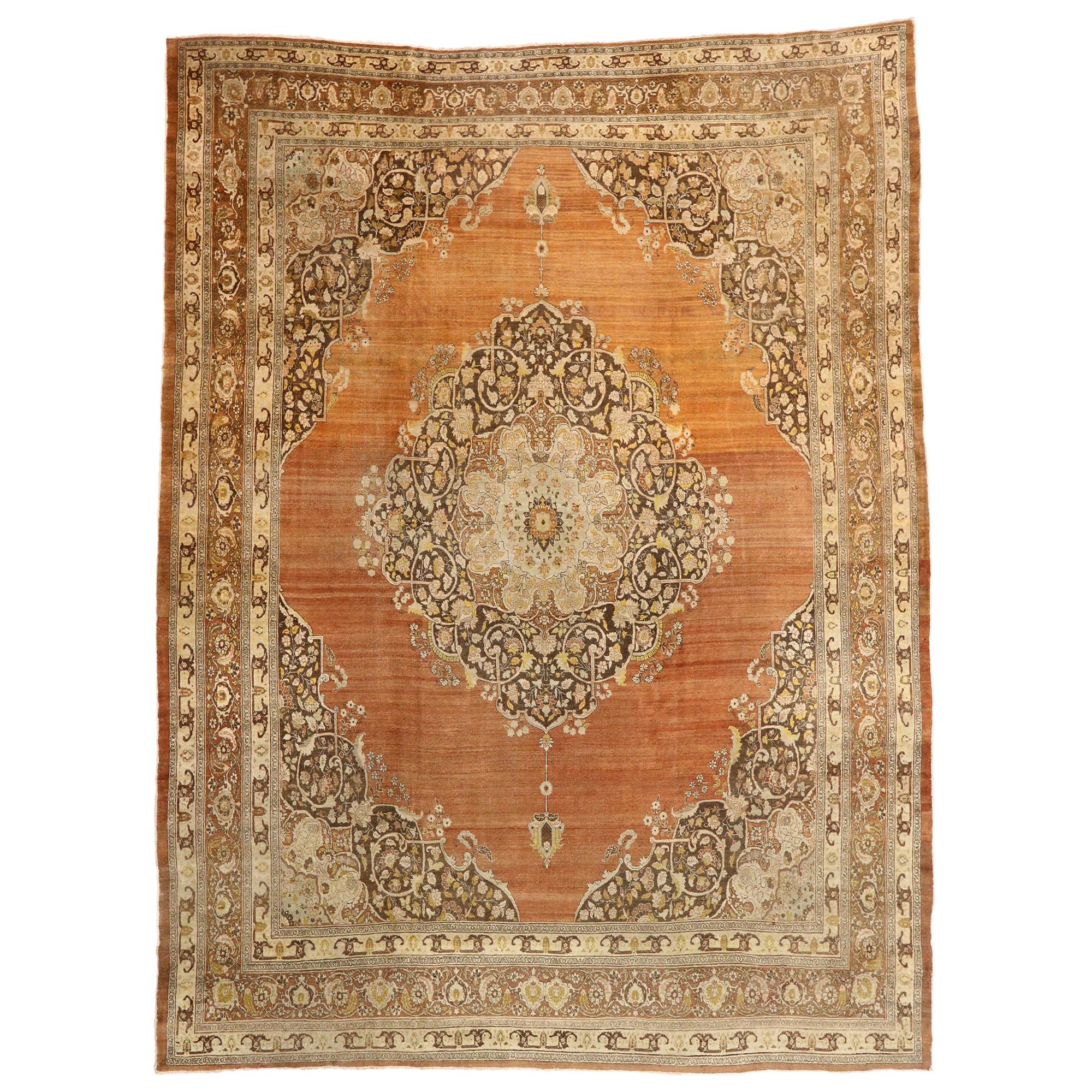 Haji Kahlili Antique Persian Tabriz Rug, Palace Size Persian Rug For