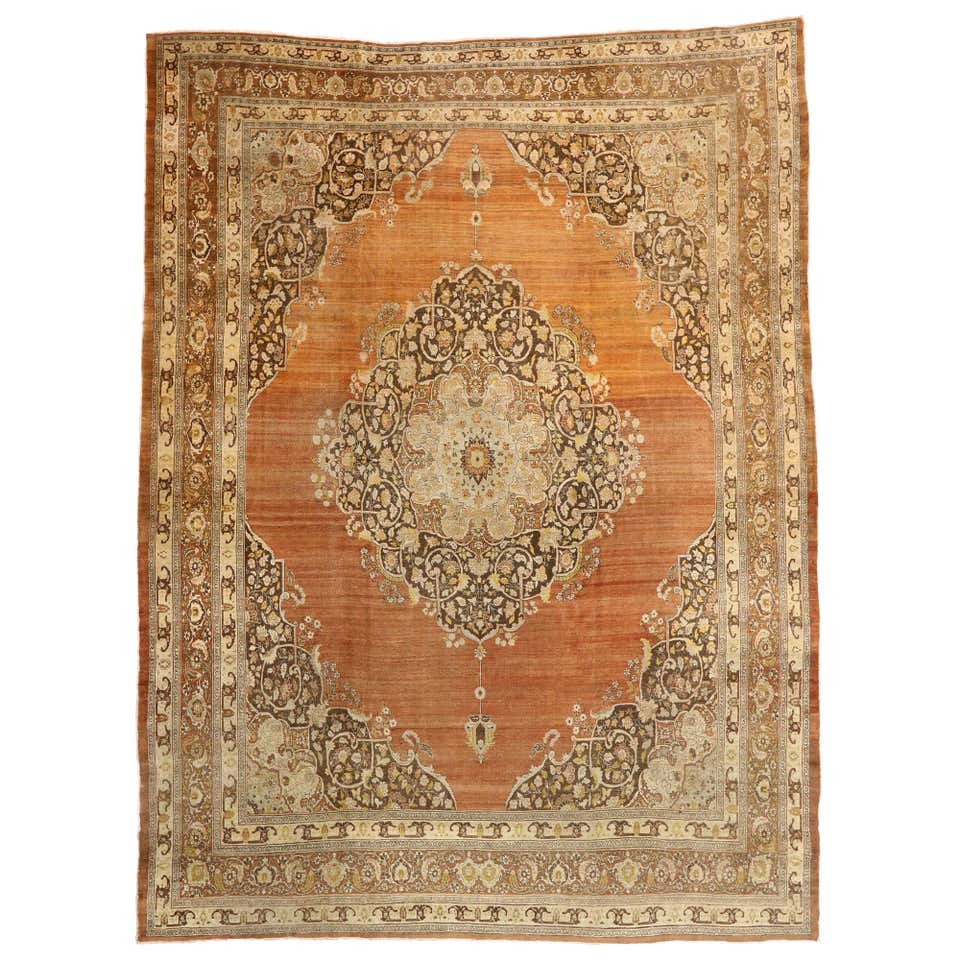 Haji Khalili Antique Persian Tabriz Palace Size Rug with Modern Rustic ...