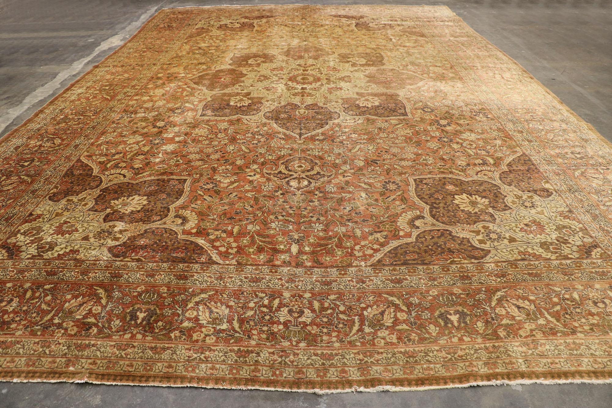 Haji Khalili Antique Persian Tabriz Rug, Hotel Lobby Size Carpet For Sale 1
