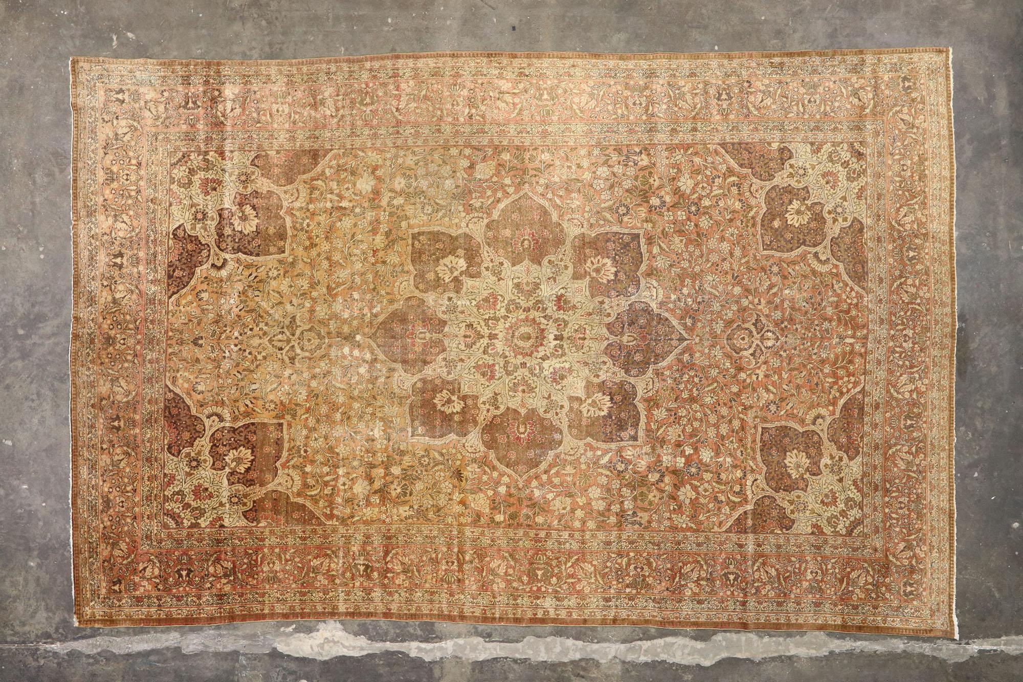 Haji Khalili Antique Persian Tabriz Rug, Hotel Lobby Size Carpet For Sale 2