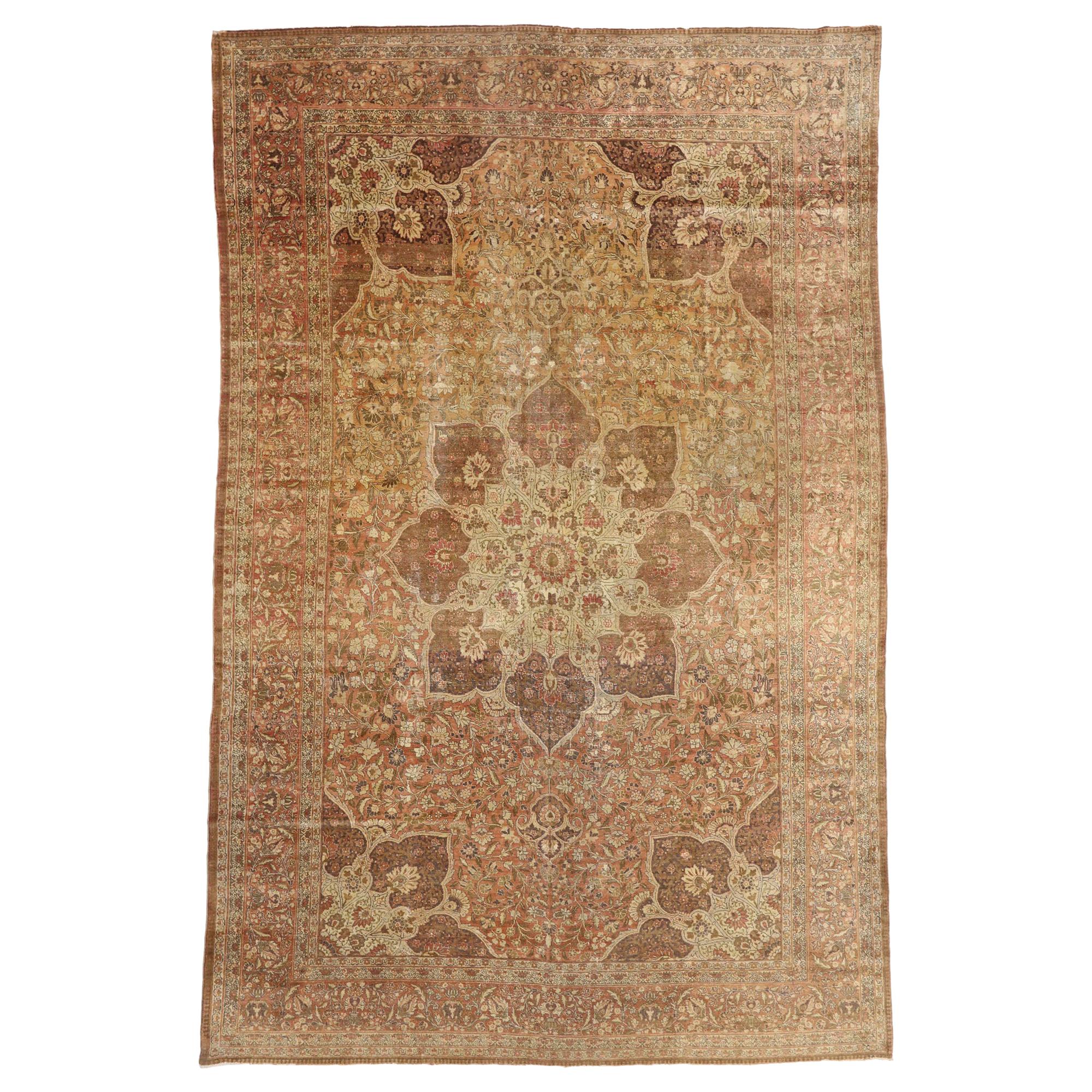 Haji Khalili Antique Persian Tabriz Rug, Hotel Lobby Size Carpet For Sale