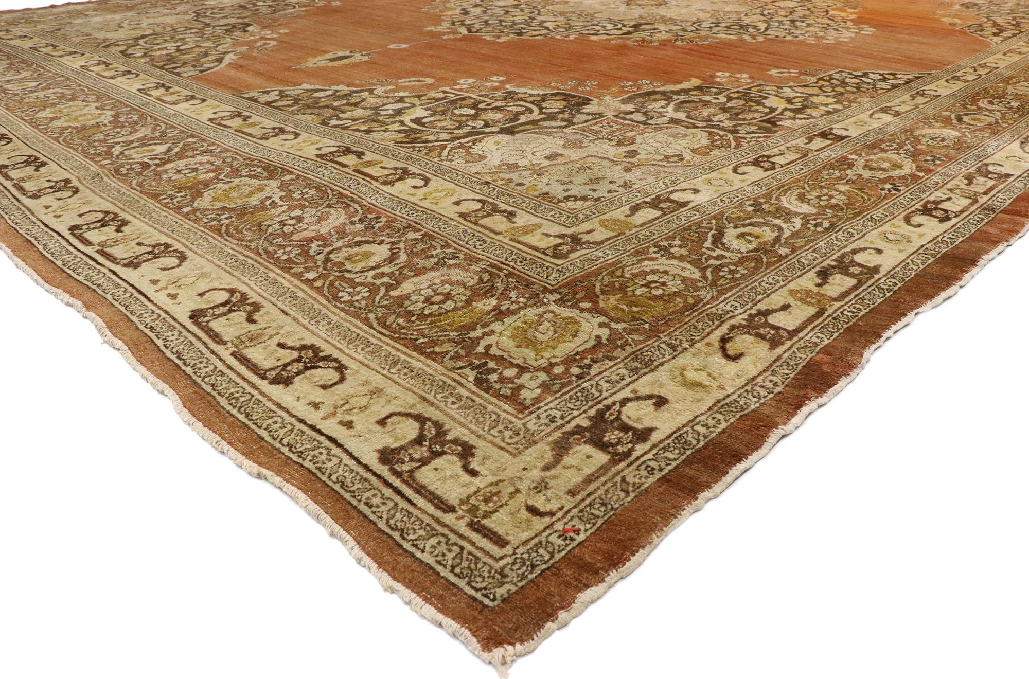 74321 Haji Khalili Antique Persian Tabriz Rug, 13'01 x 17'03. Haji Khalili Persian Tabriz rugs are renowned for their exceptional craftsmanship and intricate designs, originating from Tabriz in northwestern Iran. These rugs are known for their