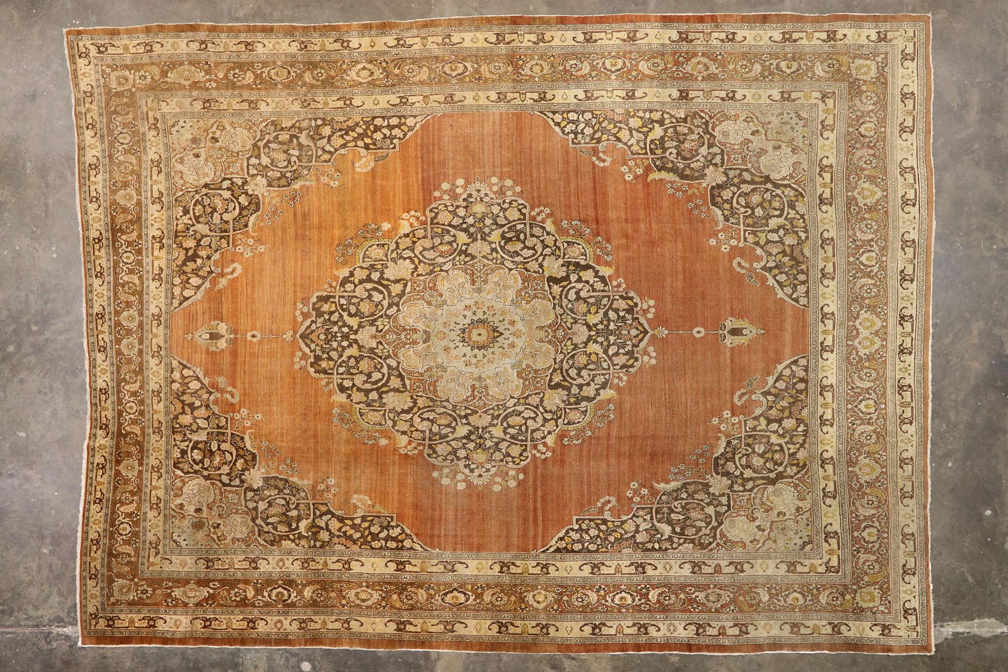 Haji Khalili Antique Persian Tabriz Rug, 13'01 x 17'03 For Sale 2
