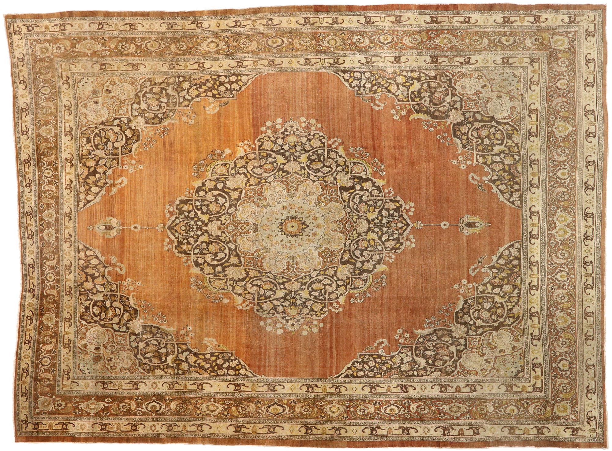 Haji Khalili Antique Persian Tabriz Rug, 13'01 x 17'03 For Sale 3
