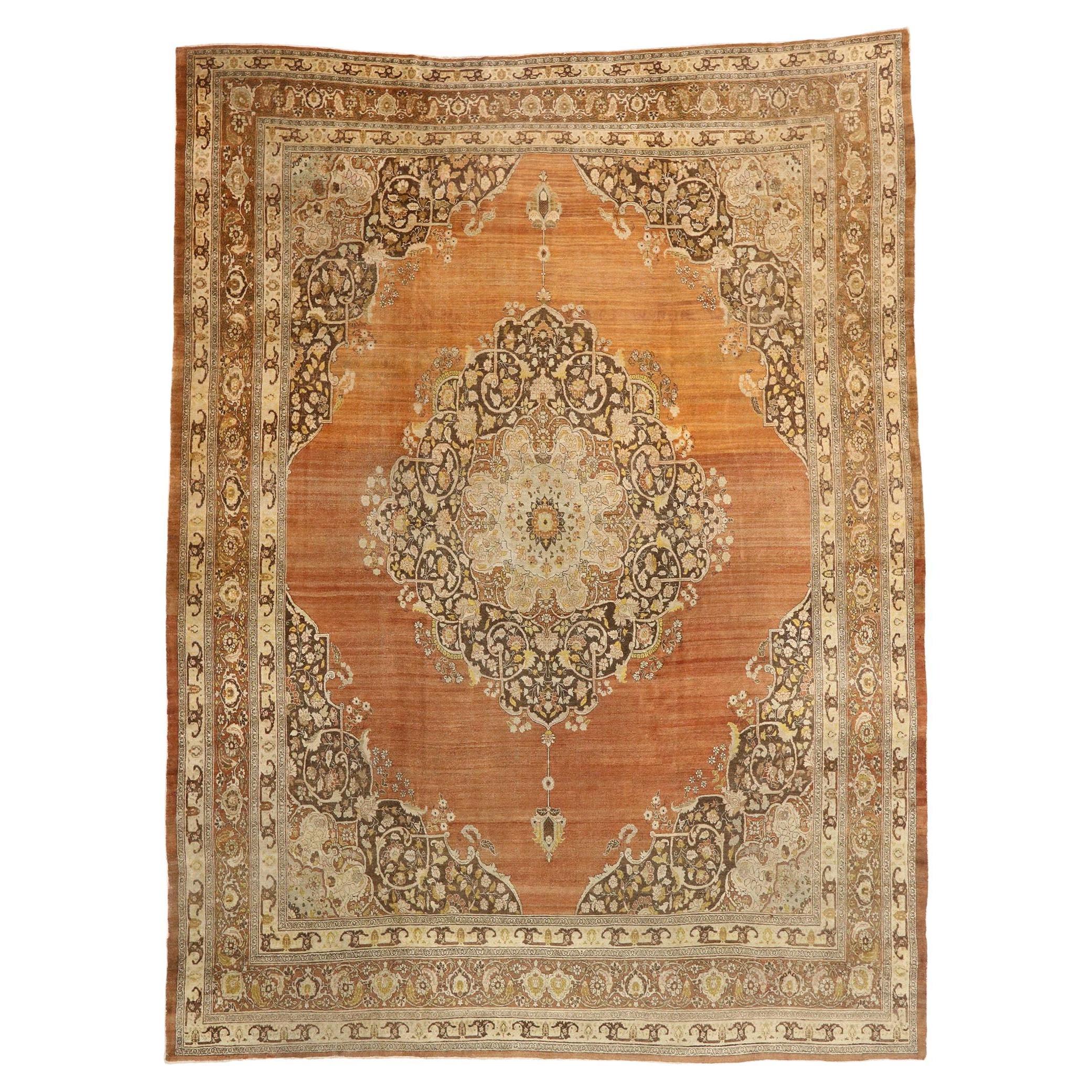 Haji Khalili Antique Persian Tabriz Rug, 13'01 x 17'03