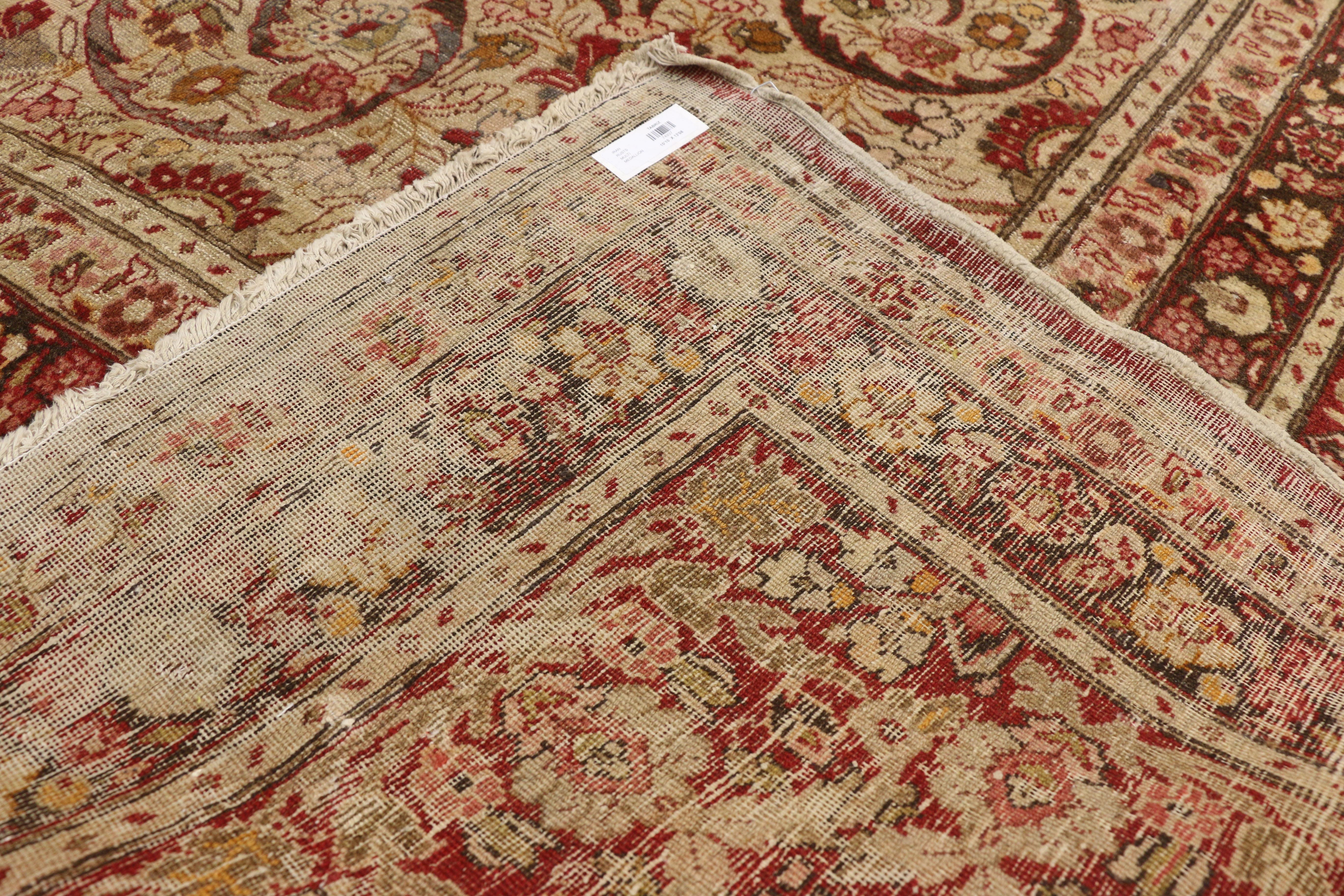 20th Century Haji Khalili Antique Persian Tabriz Rug with Art Nouveau and Jacobean Style For Sale