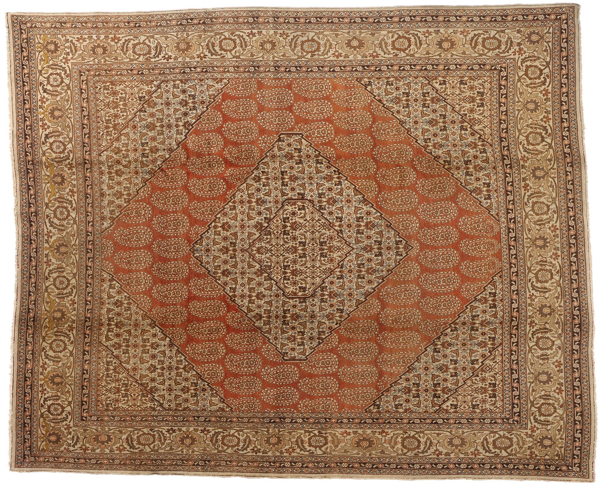 Haji Khalili Antique Persian Tabriz Rug with Traditional Style For Sale 4