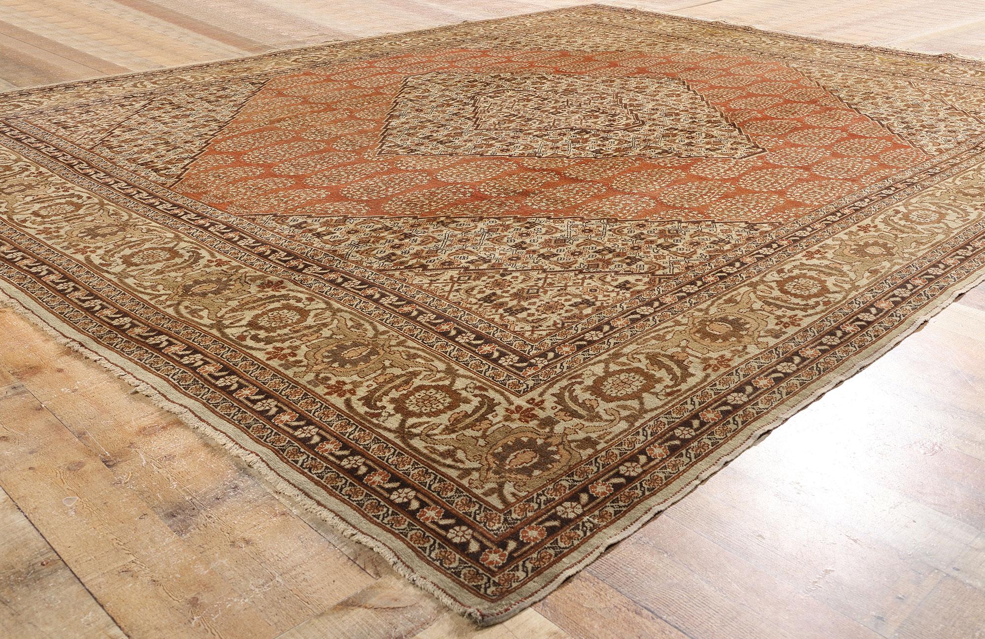 Hand-Knotted Haji Khalili Antique Persian Tabriz Rug with Traditional Style For Sale