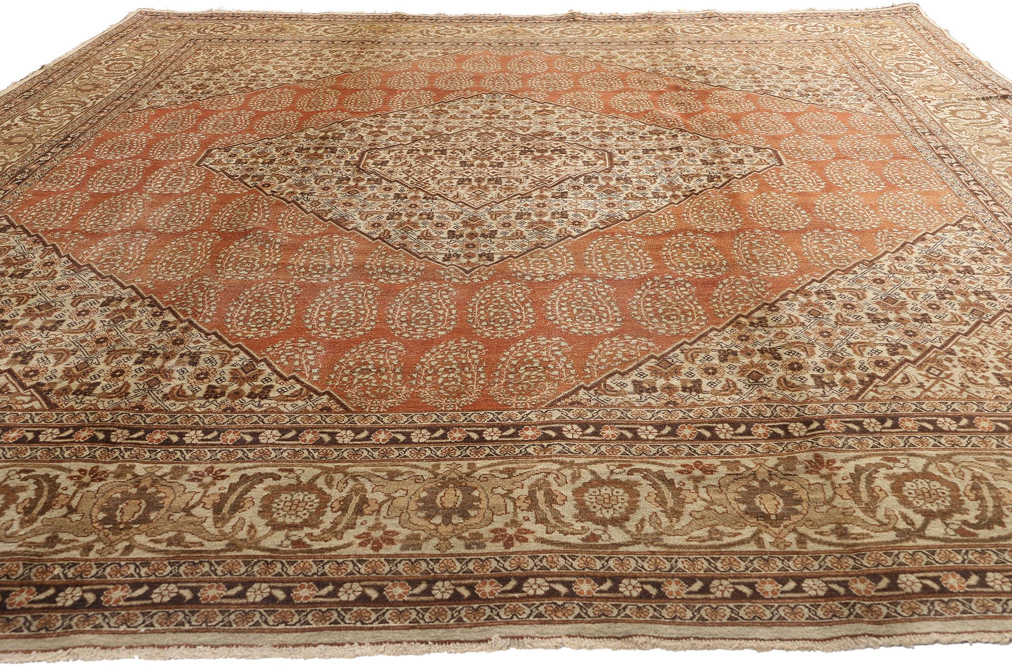Haji Khalili Antique Persian Tabriz Rug with Traditional Style In Good Condition For Sale In Dallas, TX