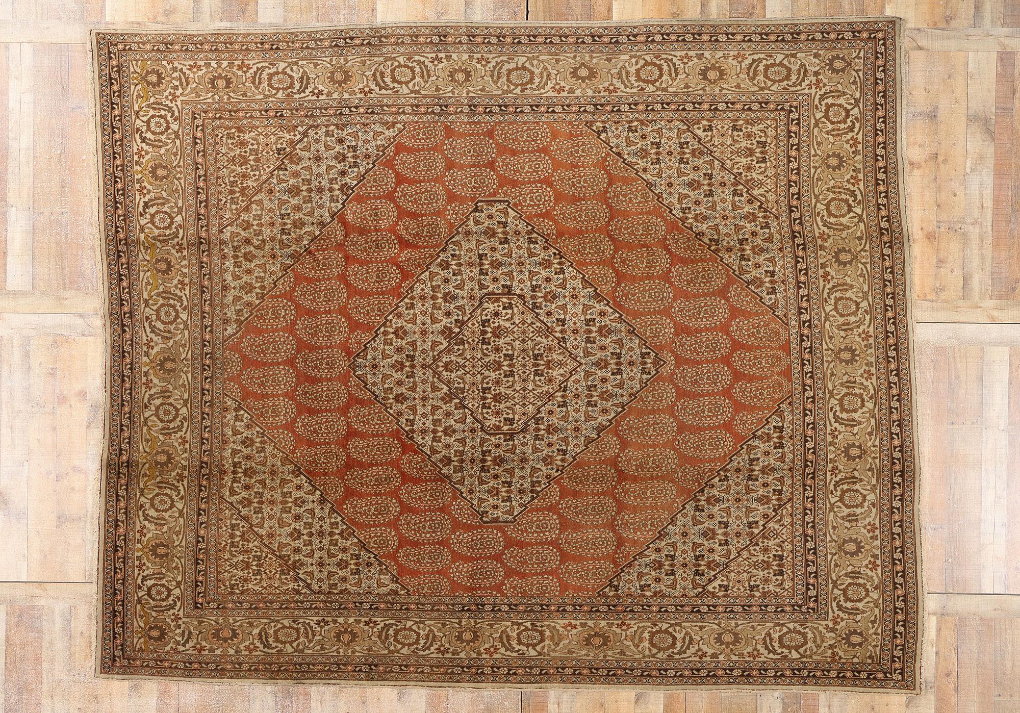 Haji Khalili Antique Persian Tabriz Rug with Traditional Style For Sale 3