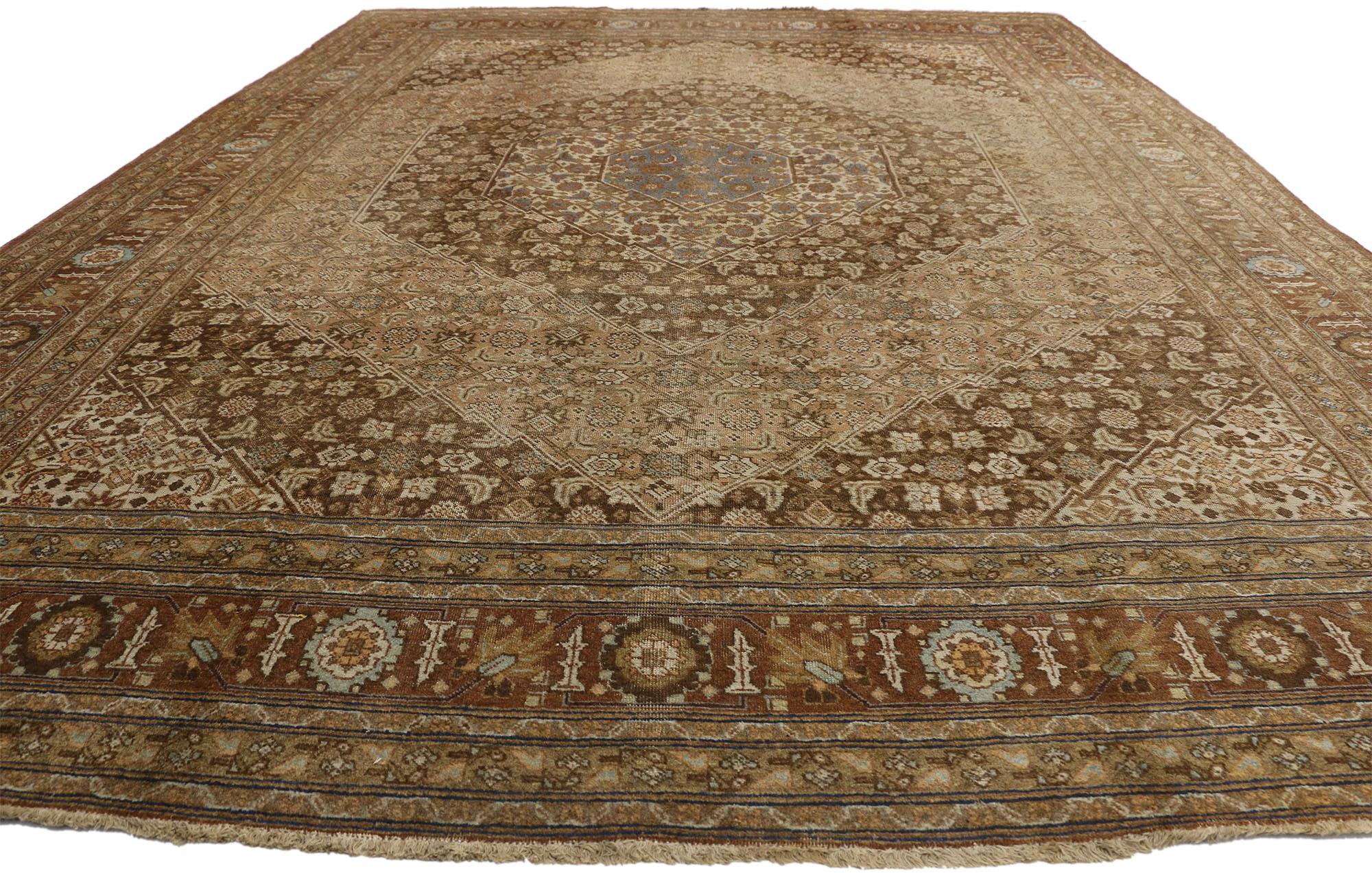 Hand-Knotted Haji Khalili Antique Persian Tabriz Rug with Warm, Industrial Style For Sale