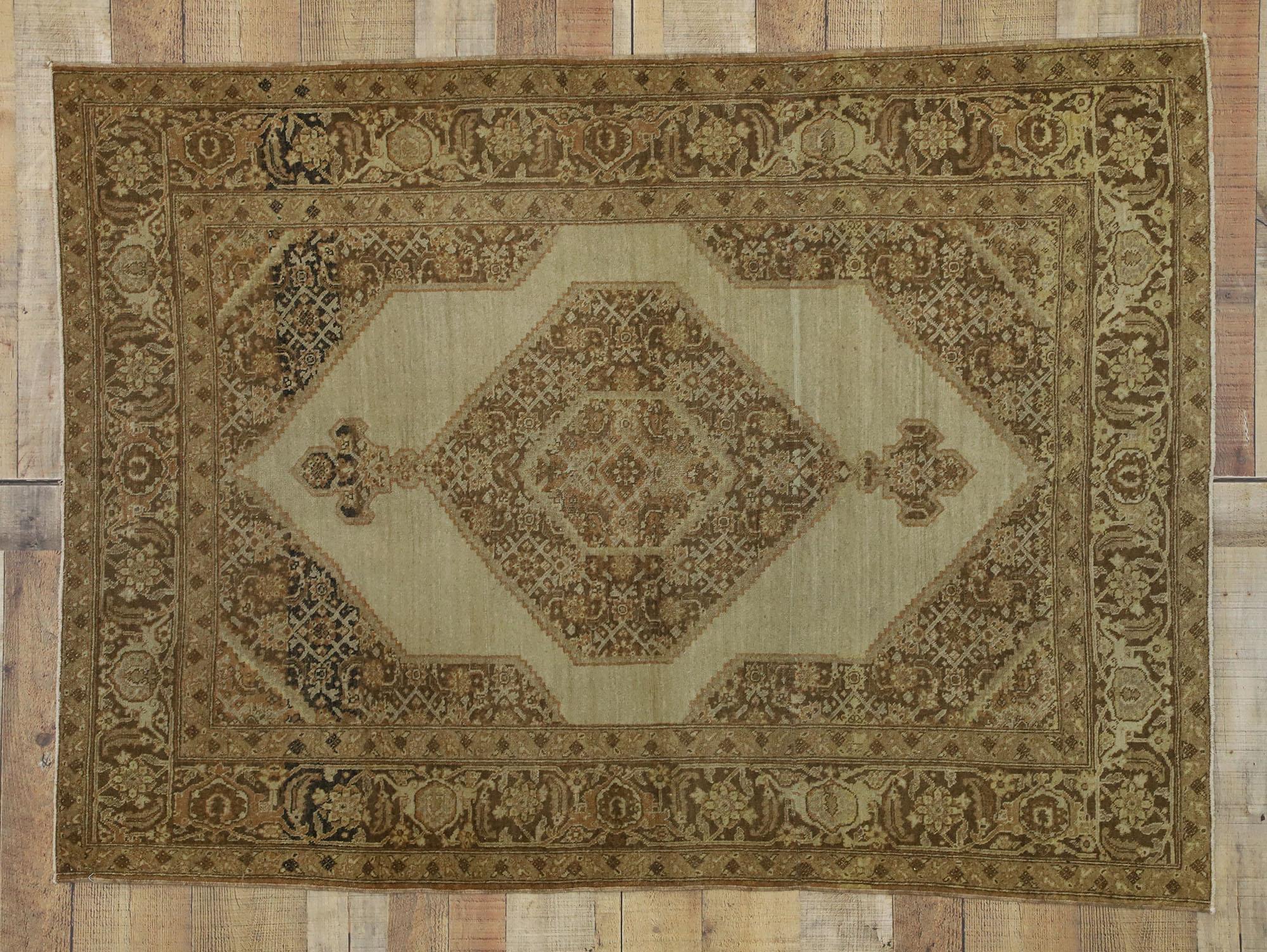 Wool Haji Khalili Antique Persian Tabriz Rug with Warm, Industrial Style For Sale