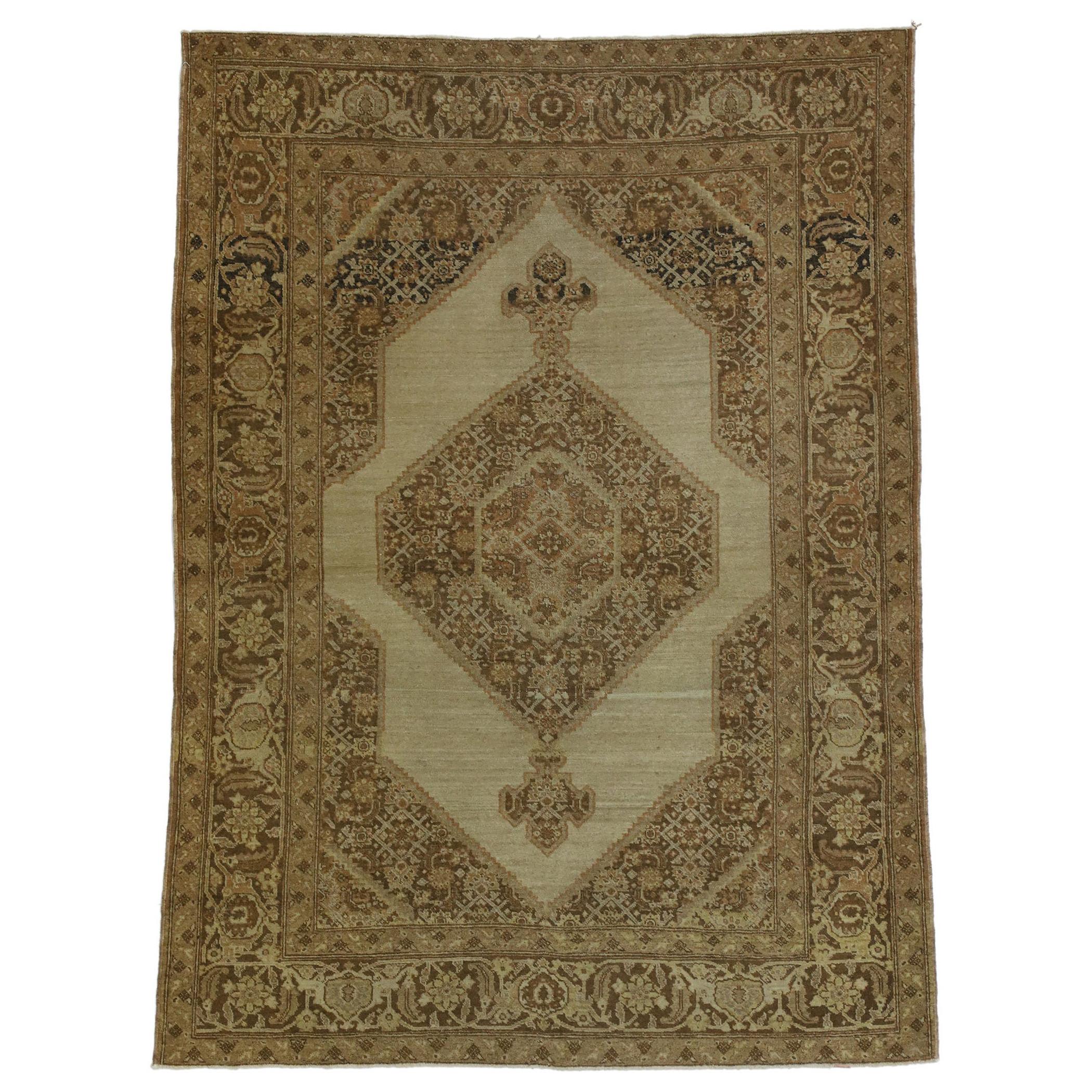 Haji Khalili Antique Persian Tabriz Rug with Warm, Industrial Style