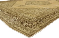 Haji Khalili Distressed Antiker persischer Täbris-Teppich 09'00 x 12'00 im Used-Look.
