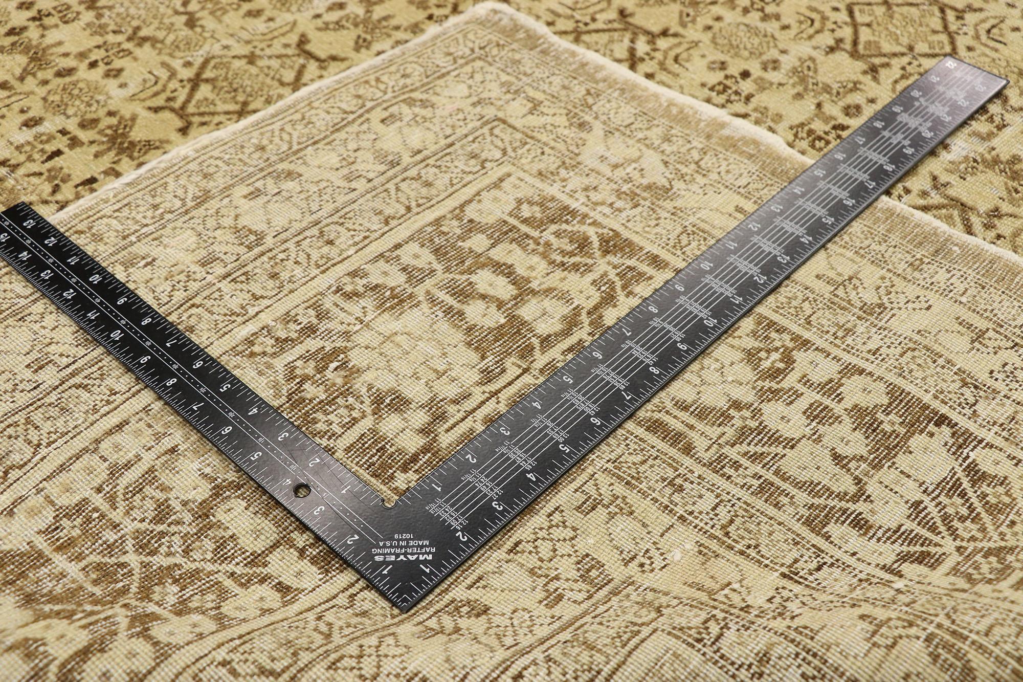 20th Century Haji Khalili Distressed Antique Persian Tabriz Rug For Sale