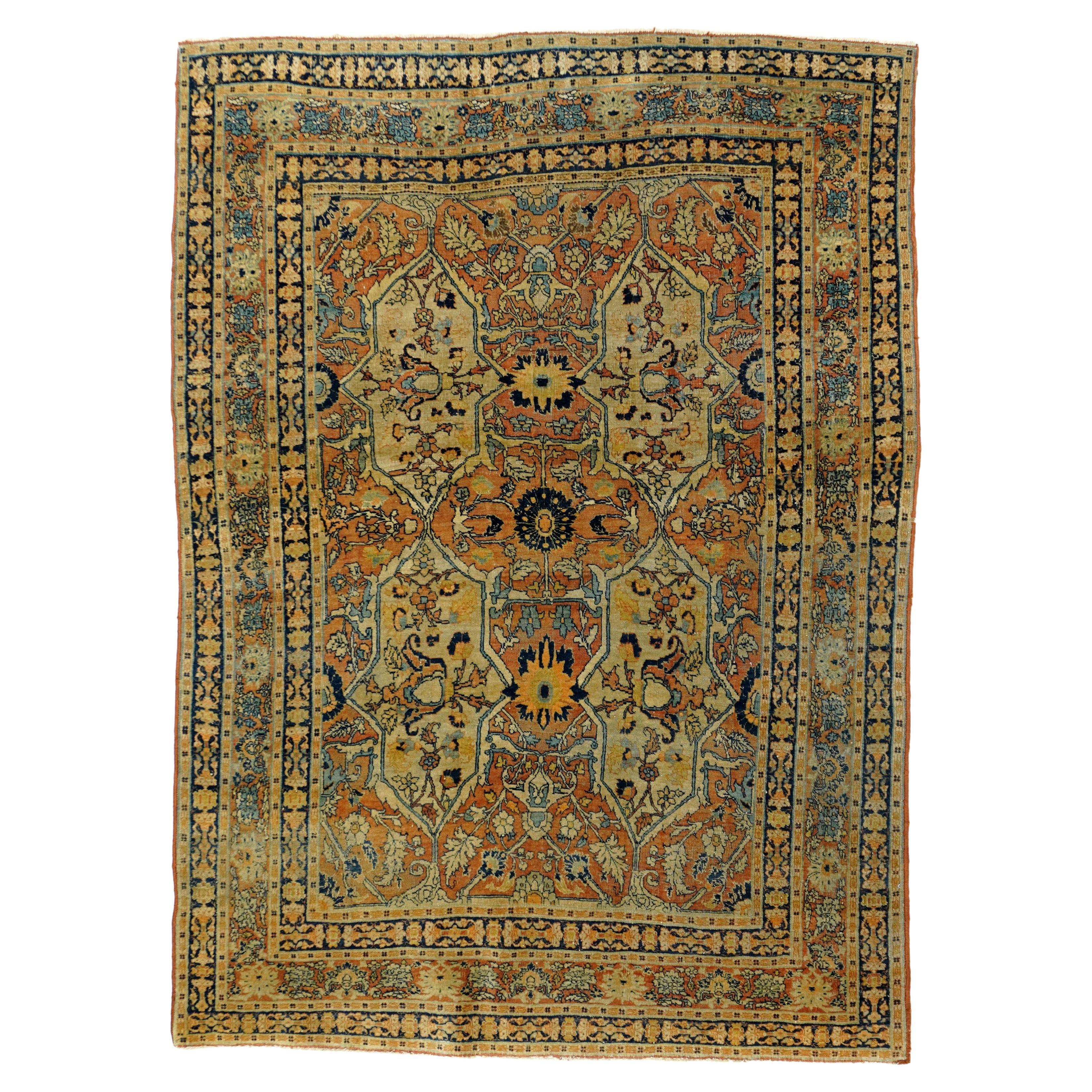 Tappeto antico Haji Jalili Tabriz 4'3'' x 5'7''