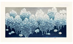 Árboles de invierno - xilografía de Sōsaku Hanga