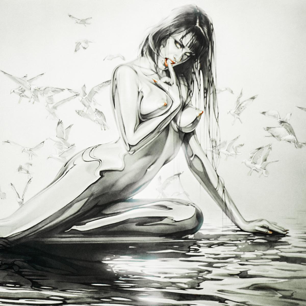 Untitled LED 40 (Artist Proof Woman in Water) - Contemporary Print by  Hajime Sorayama