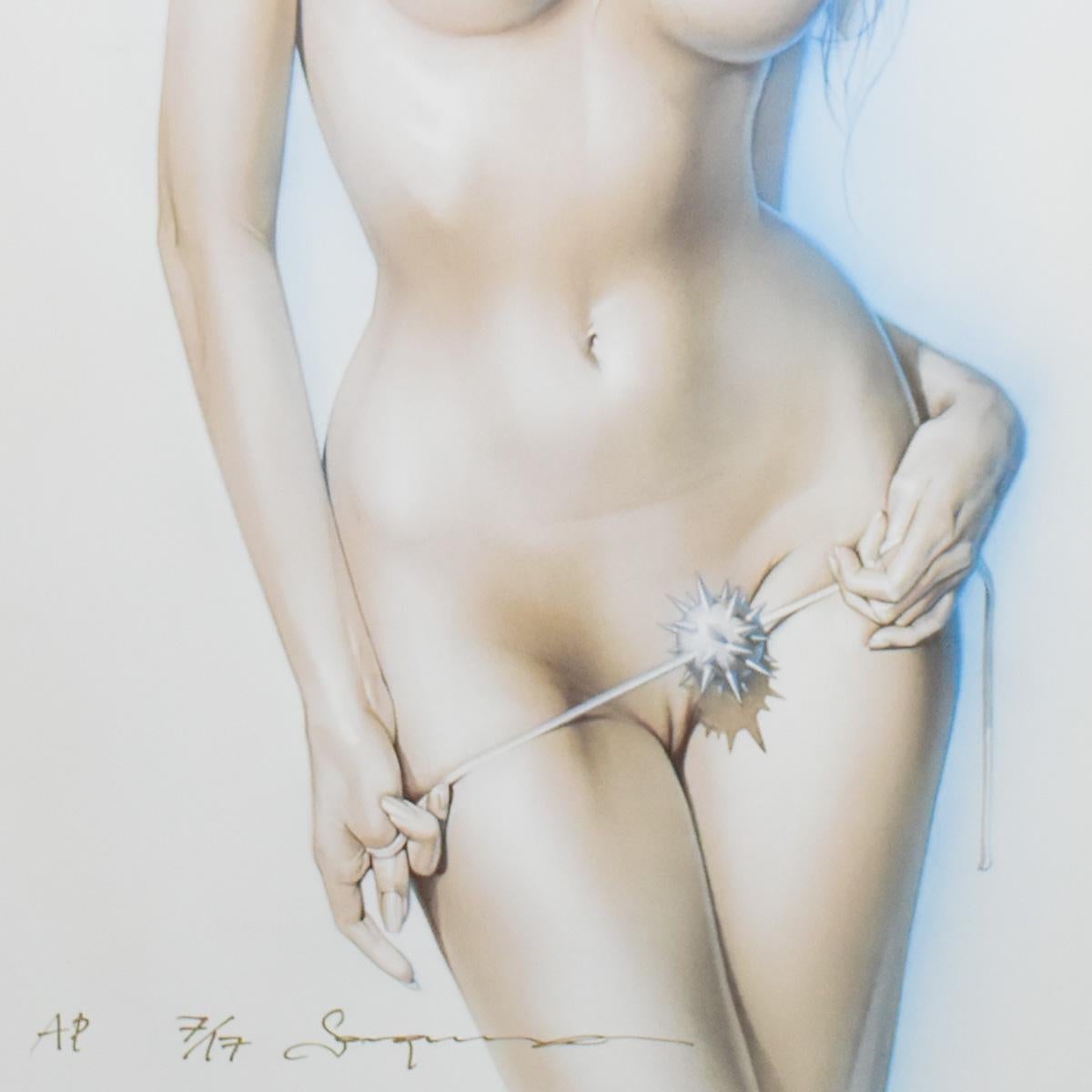 Magnifique estampe du légendaire artiste contemporain Hajime Sorayama.
Il s'agit d'une très belle femme nue.
Le papier lourd à haute brillance lui confère une grande qualité d'éclat qui complète très bien le sujet, surtout en personne.
Il s'agit