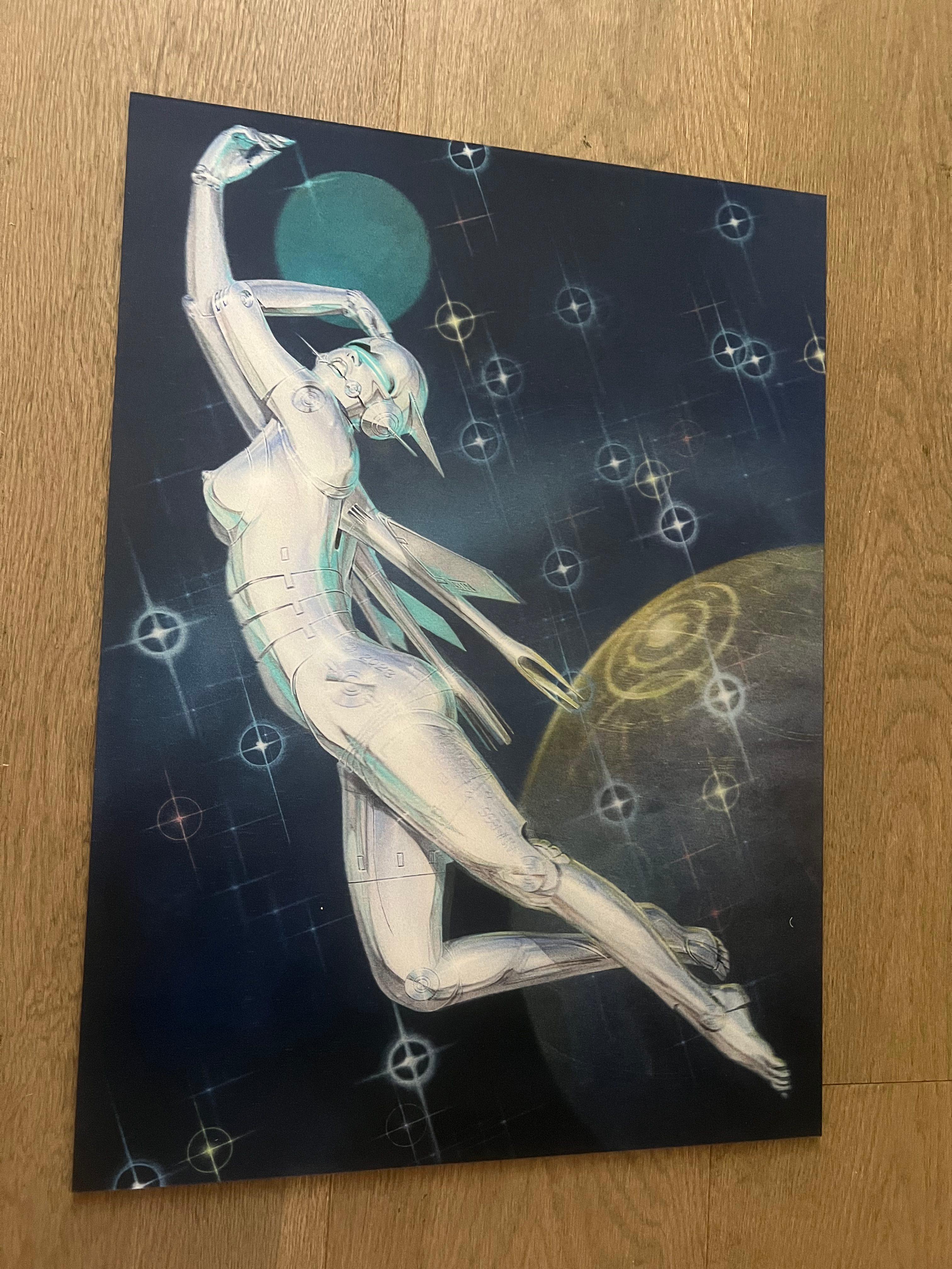 Artist: Hajime Sorayama 
Title: Untitled (Lenticular Edition) 
Medium: Lenticular print on Dibond 
Dimensions: 50 × 36.2 cm (unframed) 
Edition Size: 500 Includes: COA + artist-signed holographic sticker 
Publisher: Avant Arte Release Year: