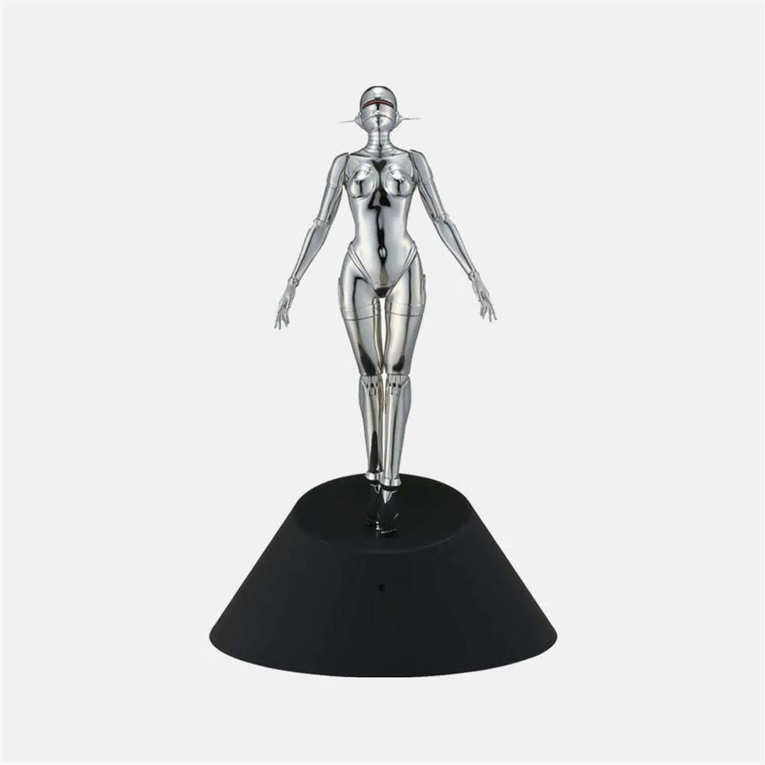  Hajime Sorayama Nude Sculpture – Sexy Roboter, schwebend (Silber)