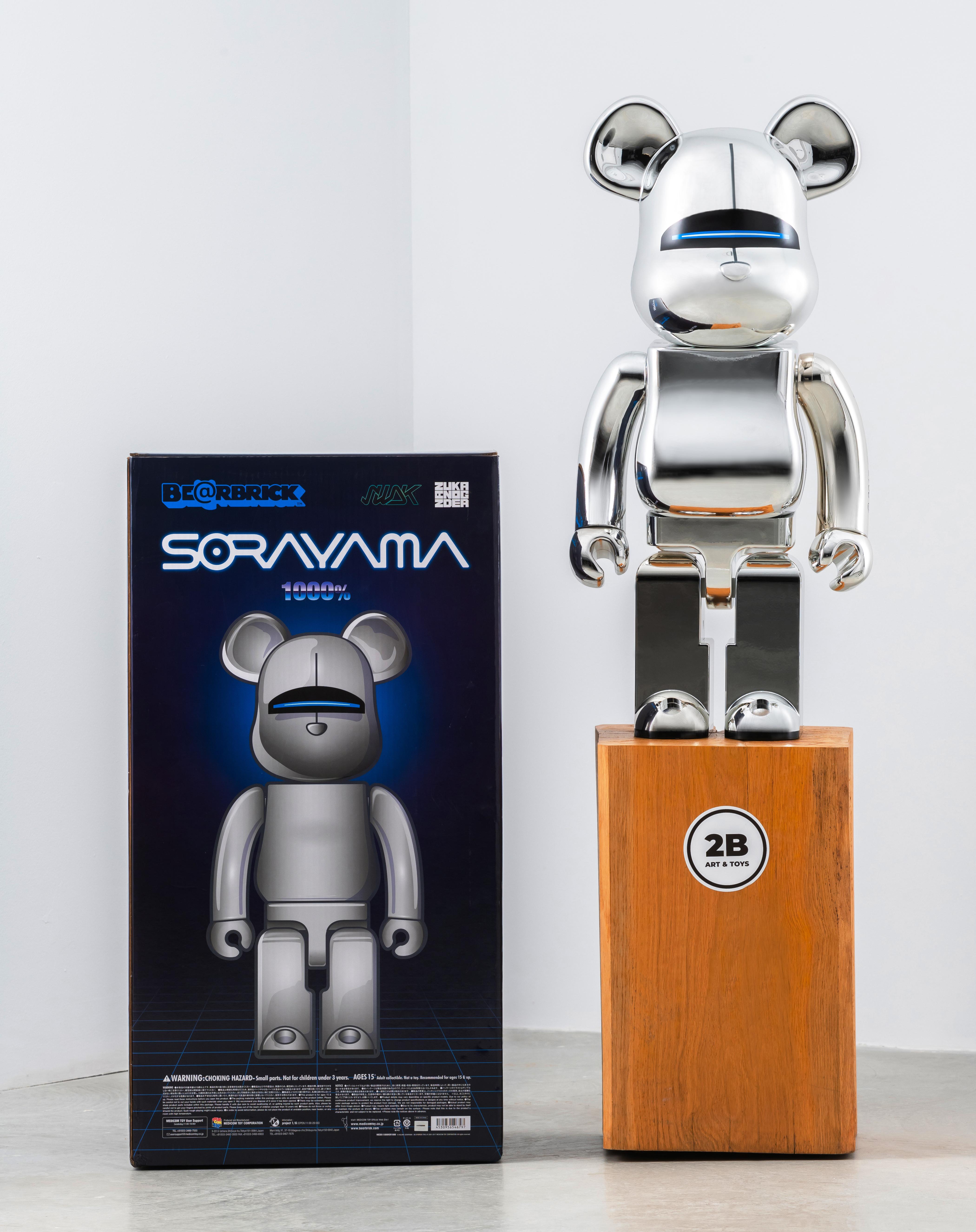 Hajime Sorayama  Figurative Sculpture - Bearbrick 1000% Sexy Robot silever by Sorayama 